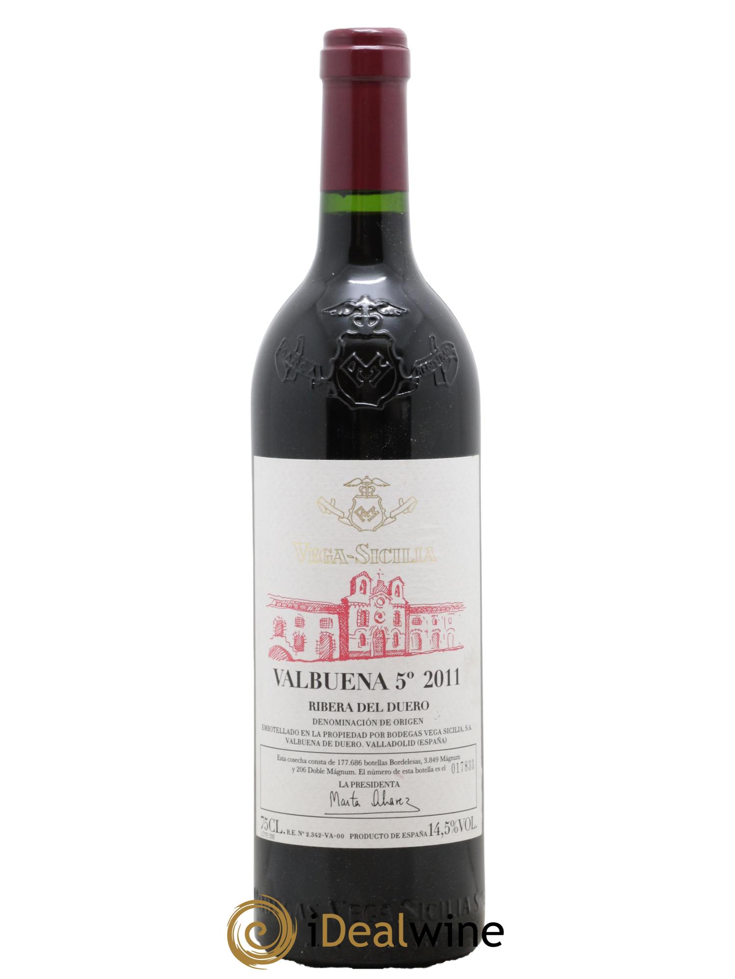 Ribera Del Duero DO Vega Sicilia Valbuena 5 ano Famille Alvarez 2011 - Lot de 1 bouteille - 0