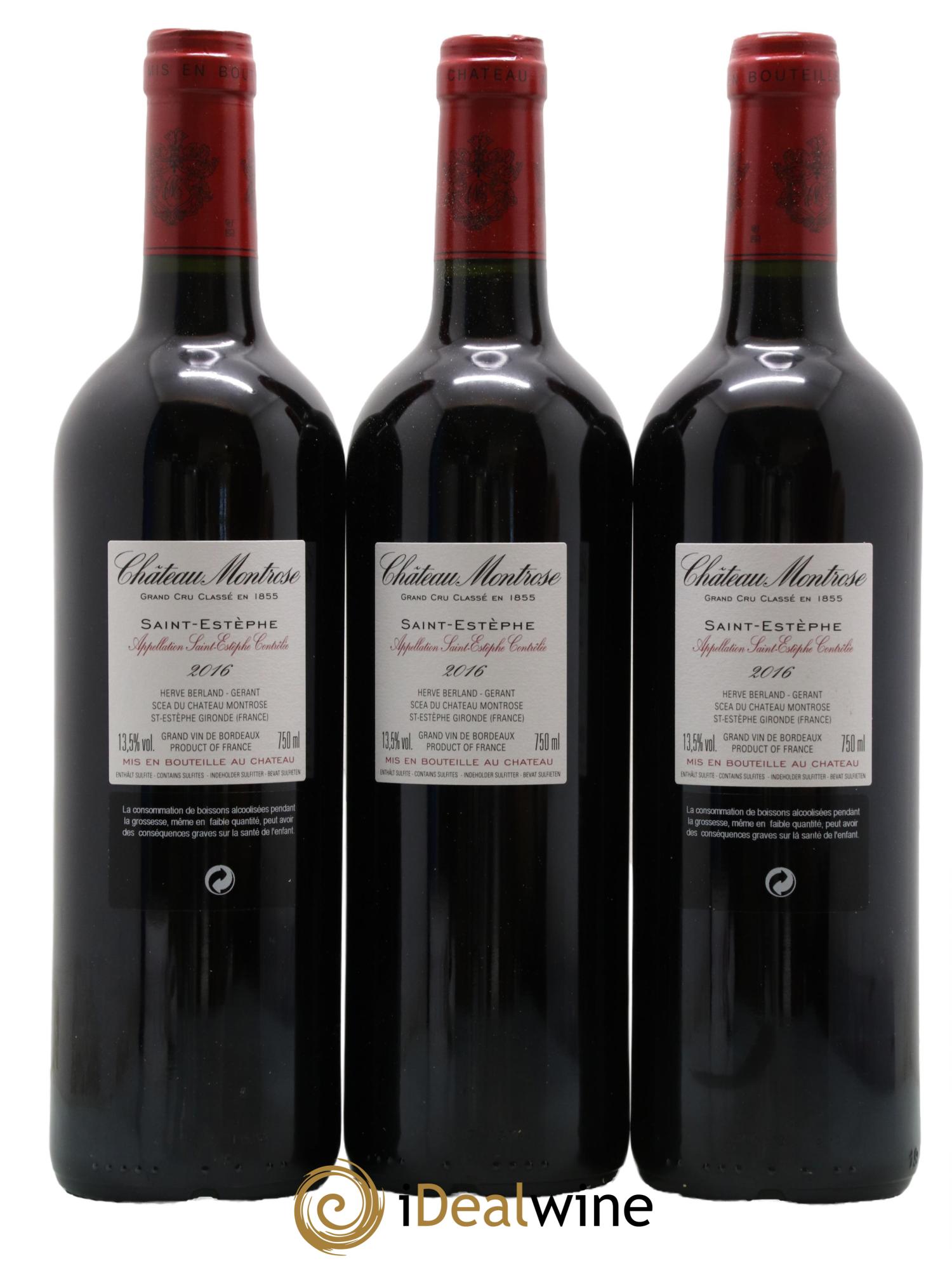 Château Montrose 2ème Grand Cru Classé 2016 - Lot de 3 bouteilles - 1