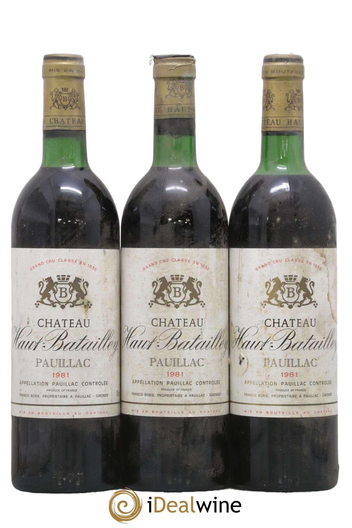 Château Haut Batailley 5ème Grand Cru Classé 1981 - Lot de 3 bouteilles - 0