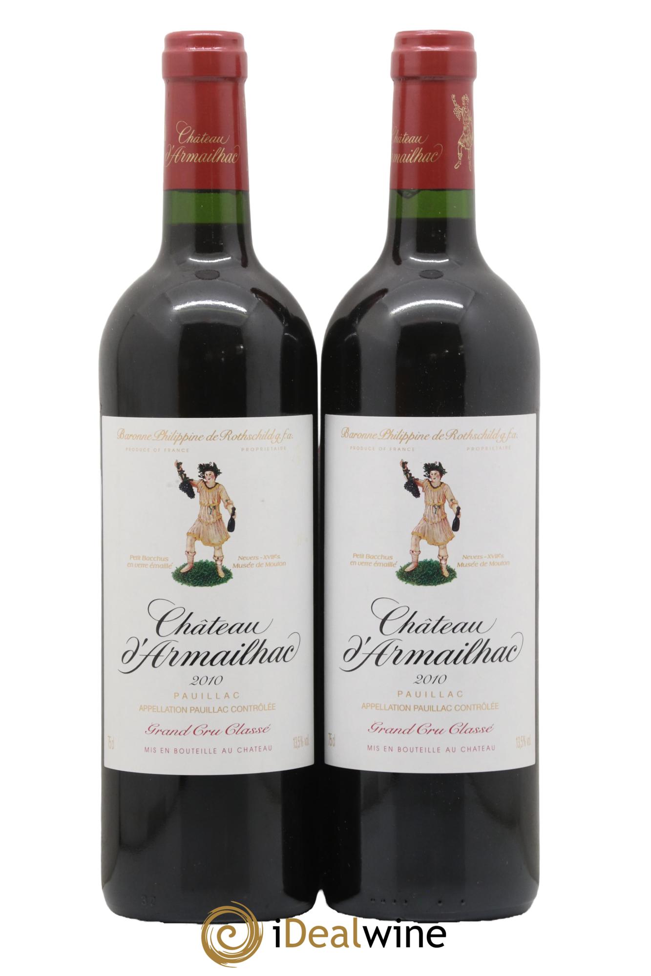Château d' Armailhac - Mouton Baron(ne) Philippe 5ème Grand Cru Classé 2010 - Lot de 2 bouteilles - 0