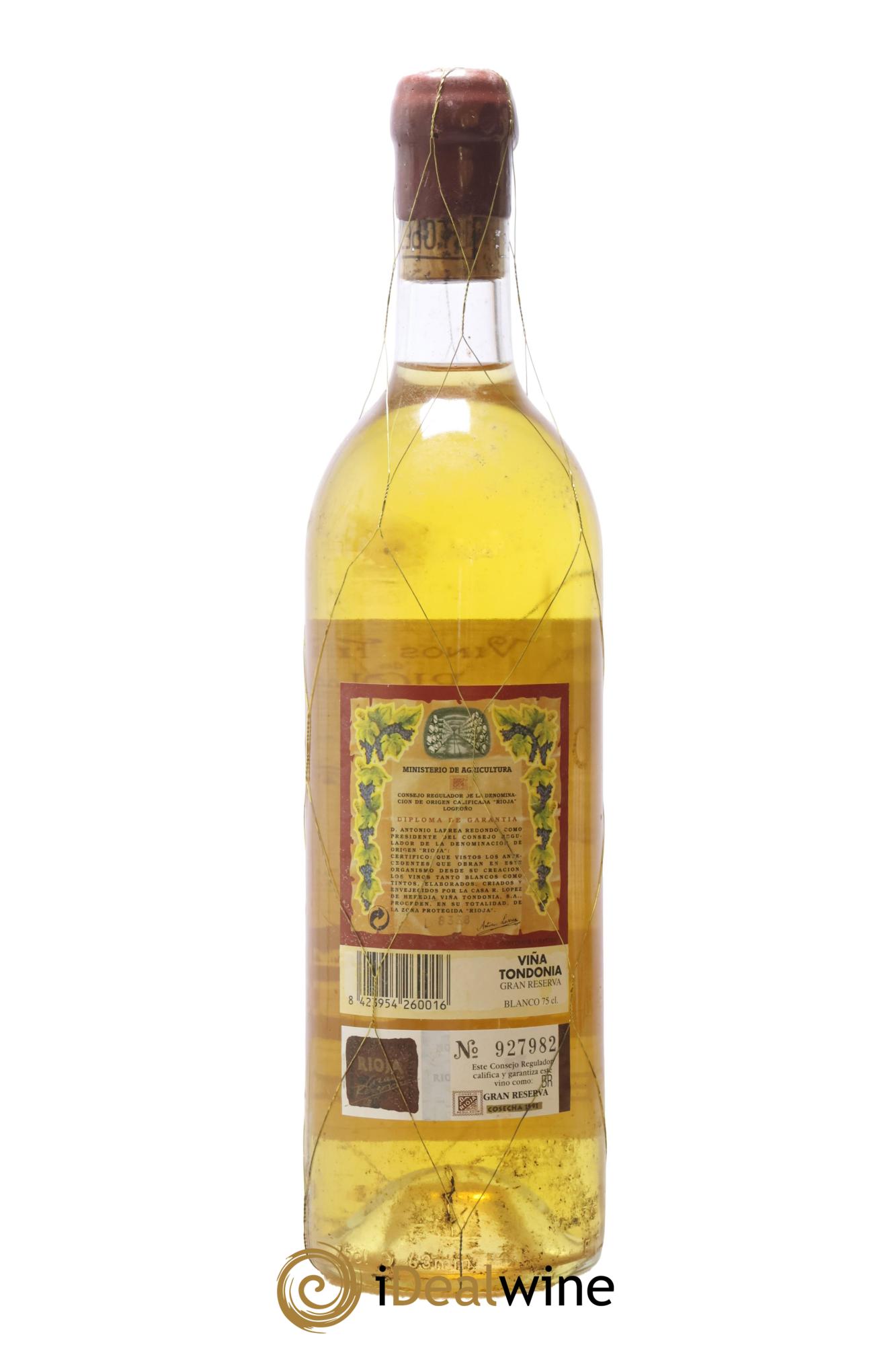 Rioja Gran Reserva Blanco Vina Tondonia R. Lopez de Heredia 1991 - Lotto di 1 bottiglia - 1