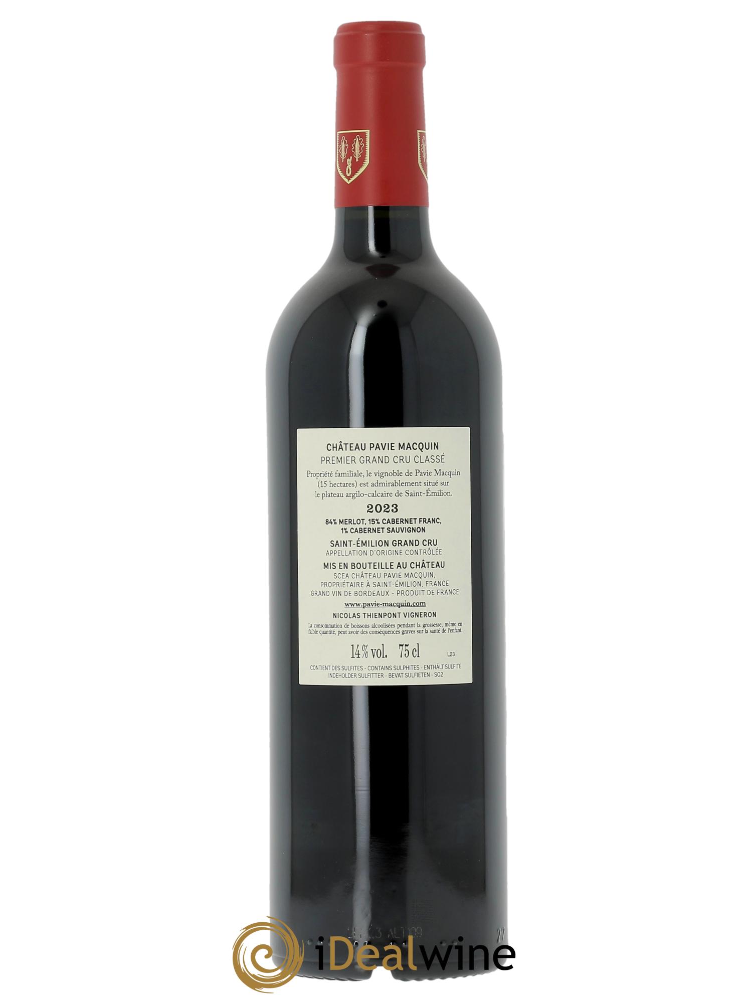 Château Pavie Macquin 1er Grand Cru Classé B (CBO à partir de 6 bts) 2023 - Lot de 1 bouteille - 1