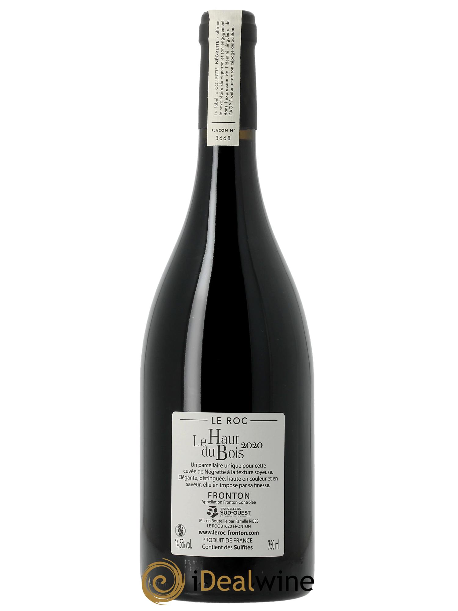 Fronton Le Roc Le Haut du Bois Jean-Luc Ribes 2020 - Lot of 1 bottle - 1