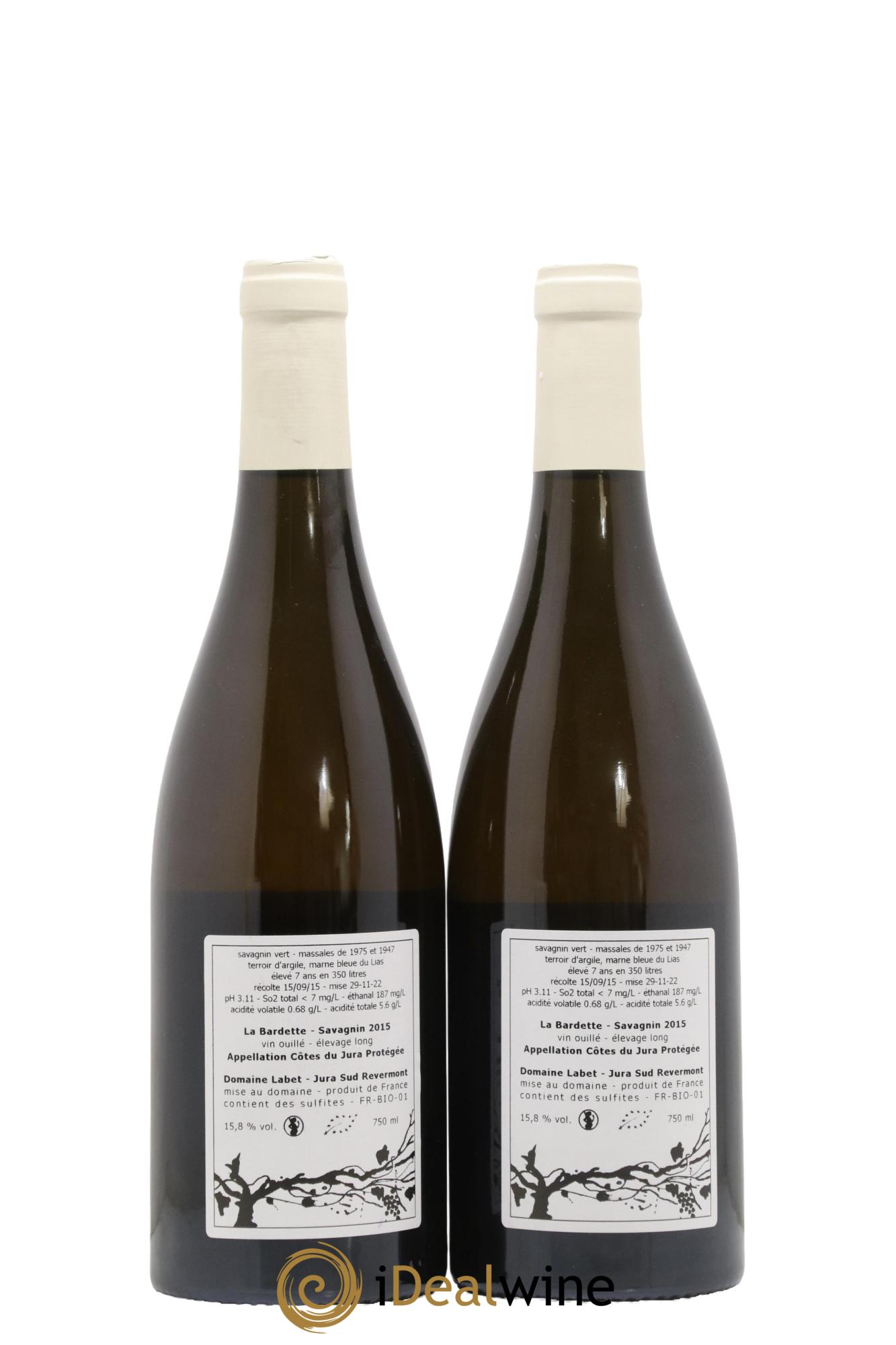 Côtes du Jura La Bardette Savagnin Vin Ouillé Élevage Long Domaine Labet 2015 - Lot de 2 bouteilles - 1
