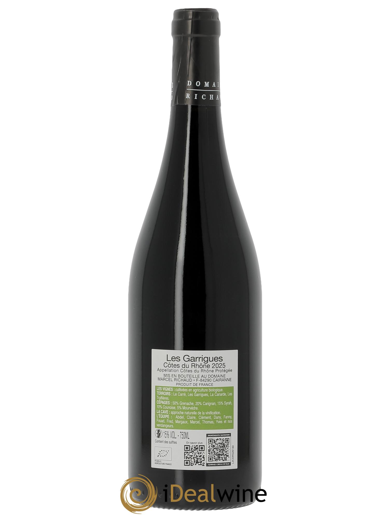 Côtes-du-Rhône Les Garrigues Marcel Richaud 2025 - Lot de 1 bouteille - 1