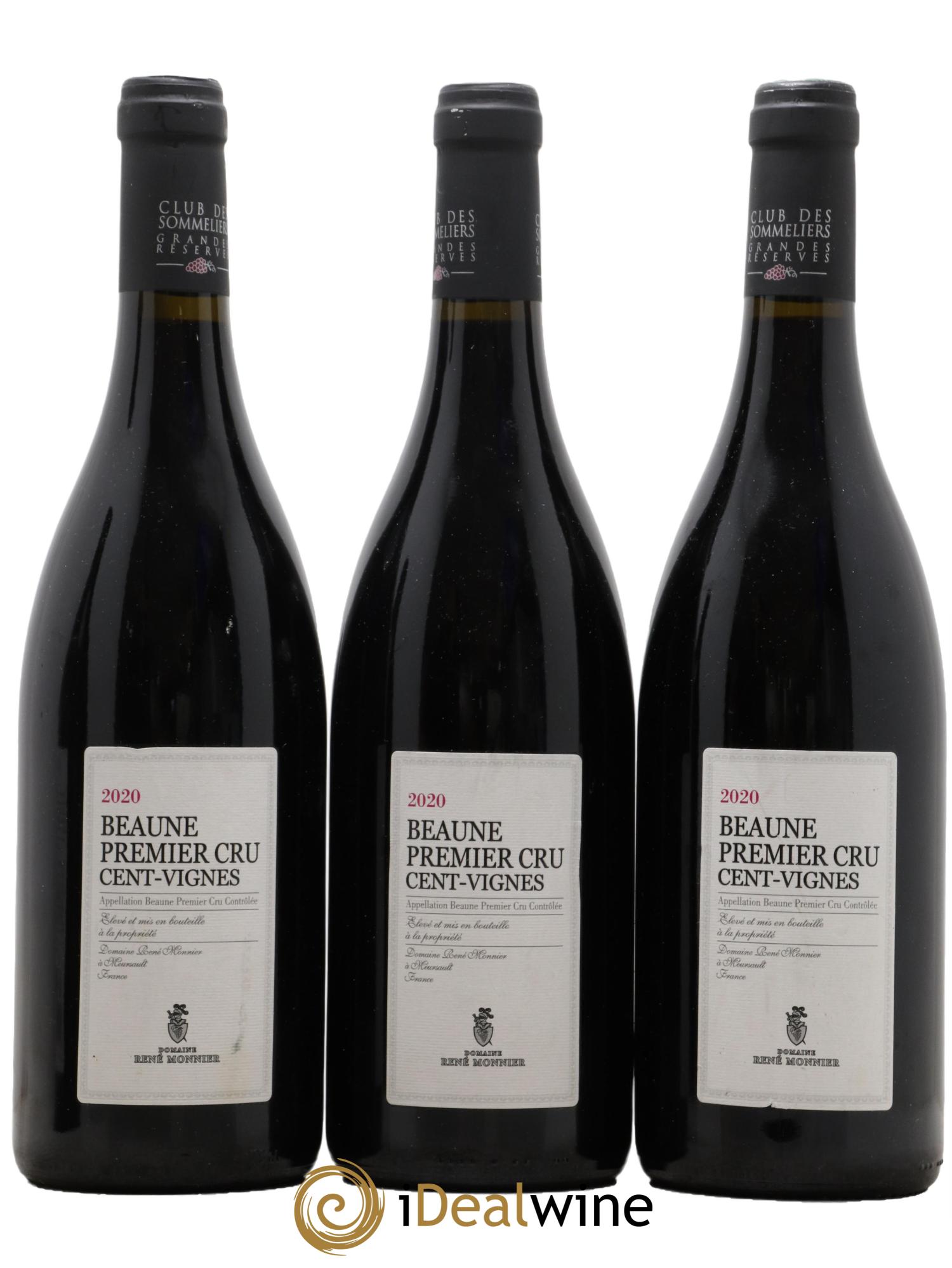Beaune 1er Cru Les Cent Vignes Domaine René Monnier Club des Sommeliers 2020 - Lot de 3 bouteilles - 0