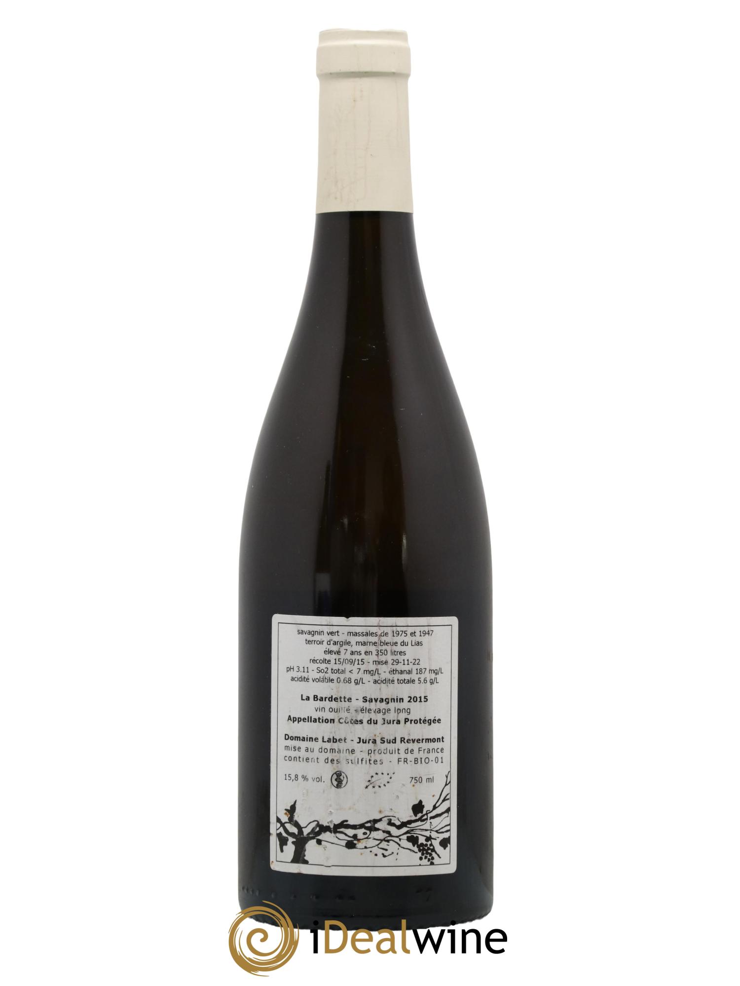 Côtes du Jura Savagnin La Bardette Elevage Long Domaine Labet 2015 - Lot de 1 bouteille - 1