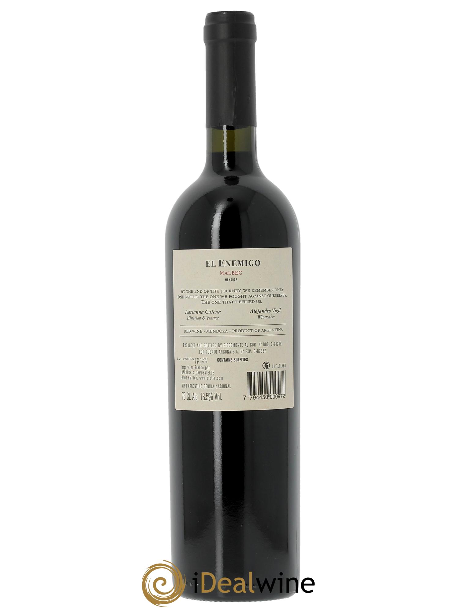 Mendoza Malbec El Enemigo 2022 - Lot of 1 bottle - 1