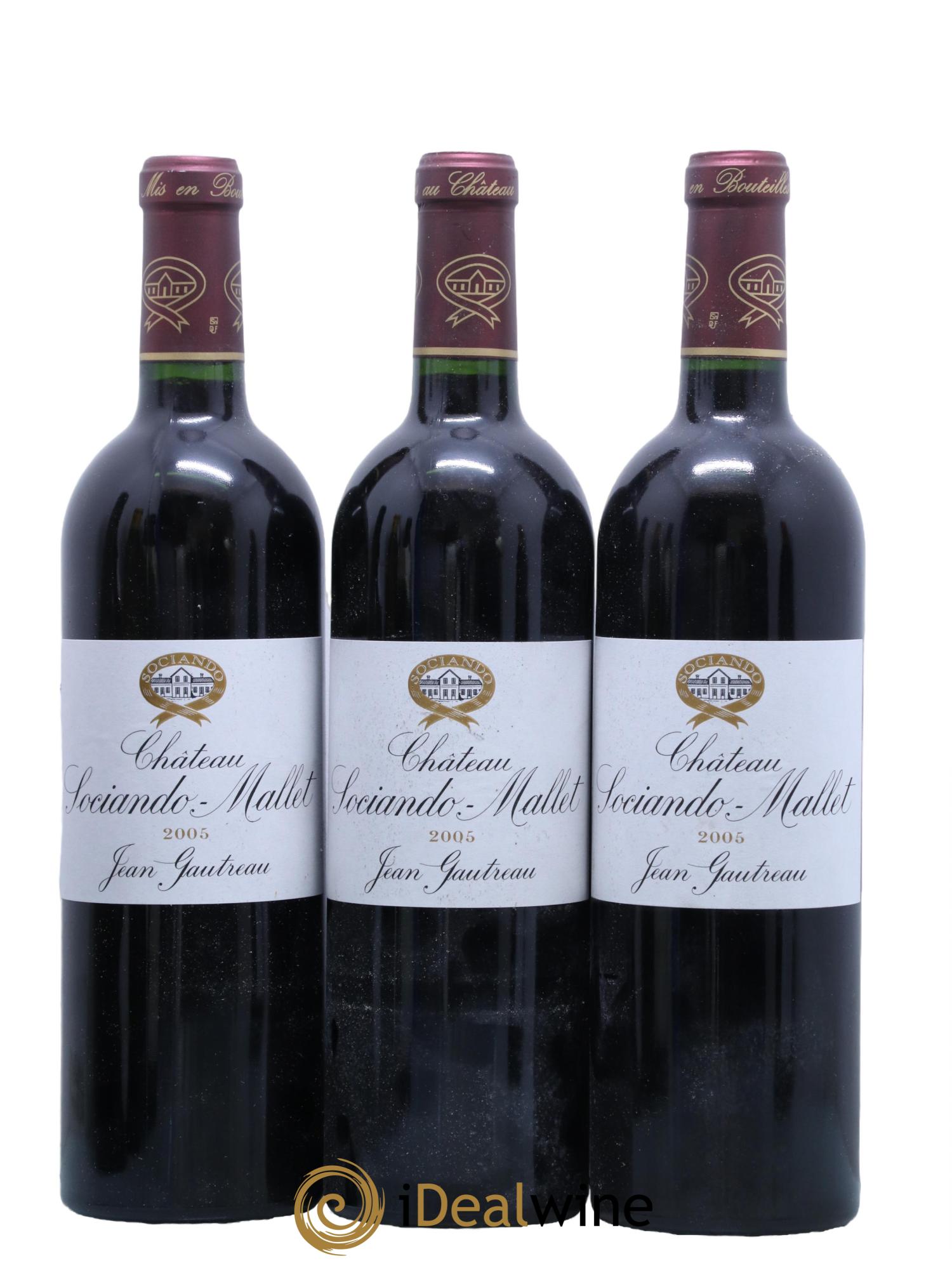 Château Sociando Mallet 2005 - Lot de 3 bouteilles - 0