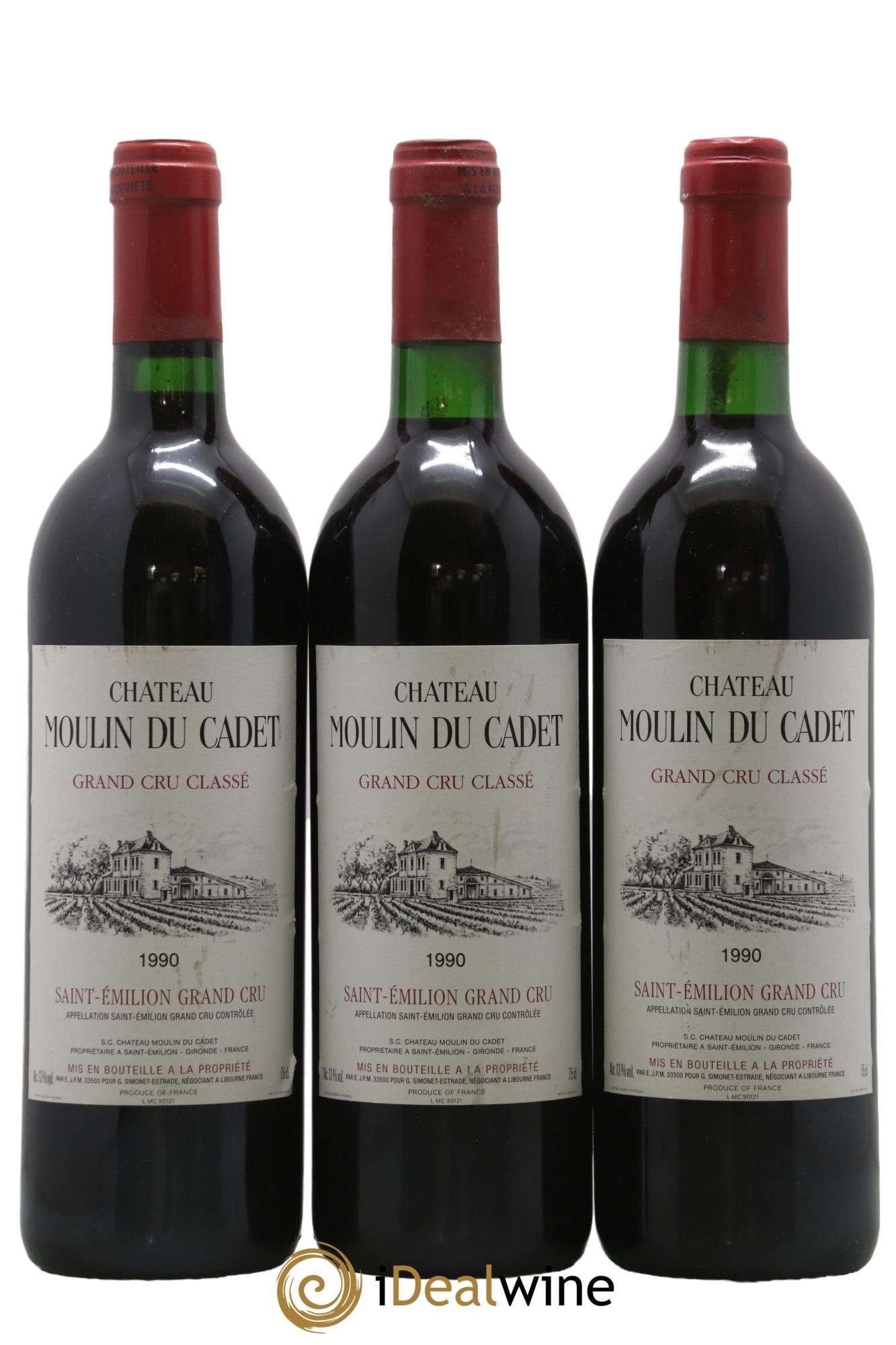 Château Moulin du Cadet Grand Cru Classé 1990 - Lot of 3 bottles - 0