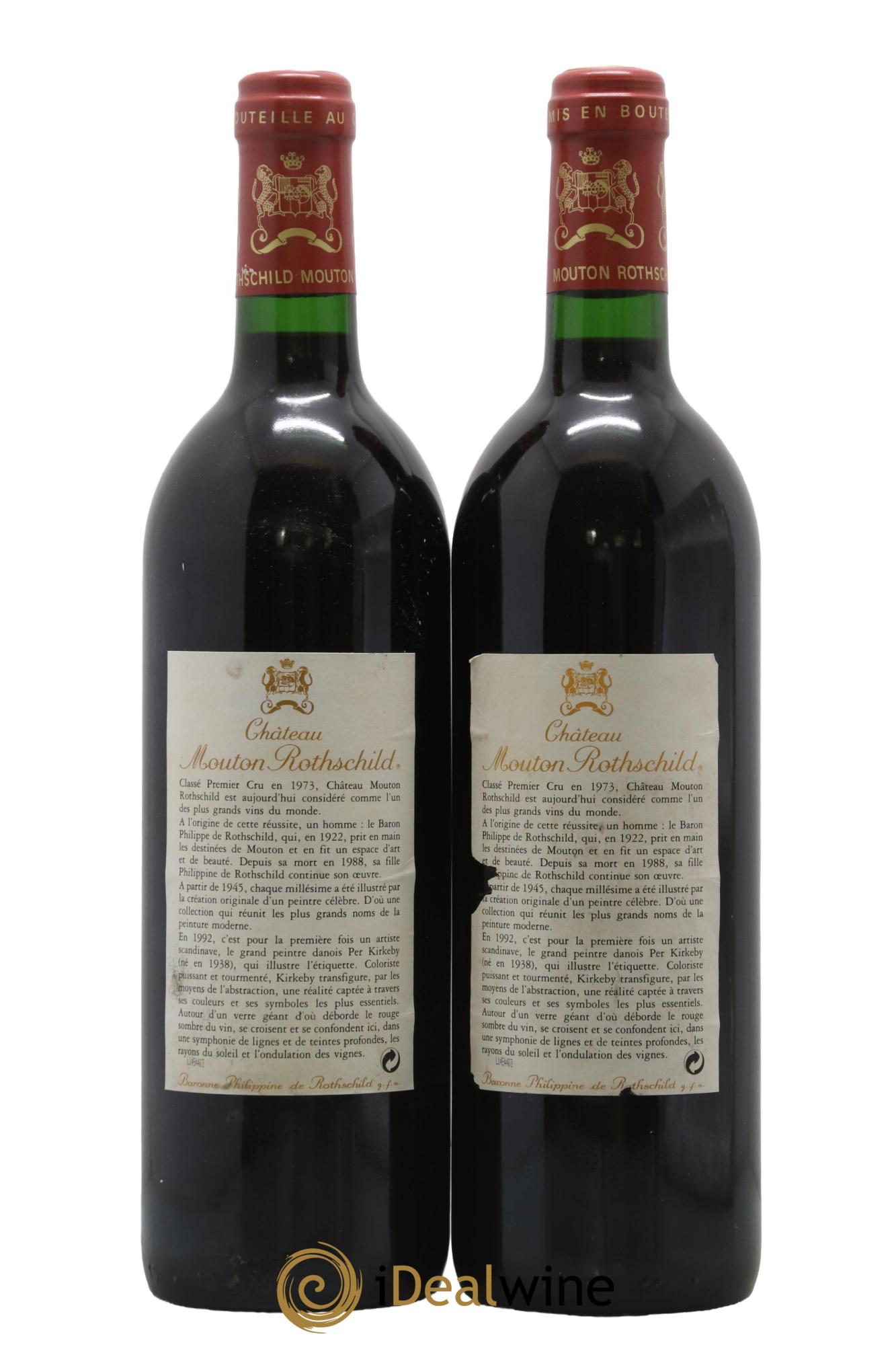 Château Mouton Rothschild 1er Grand Cru Classé 1992 - Lotto di 2 bottiglie - 1