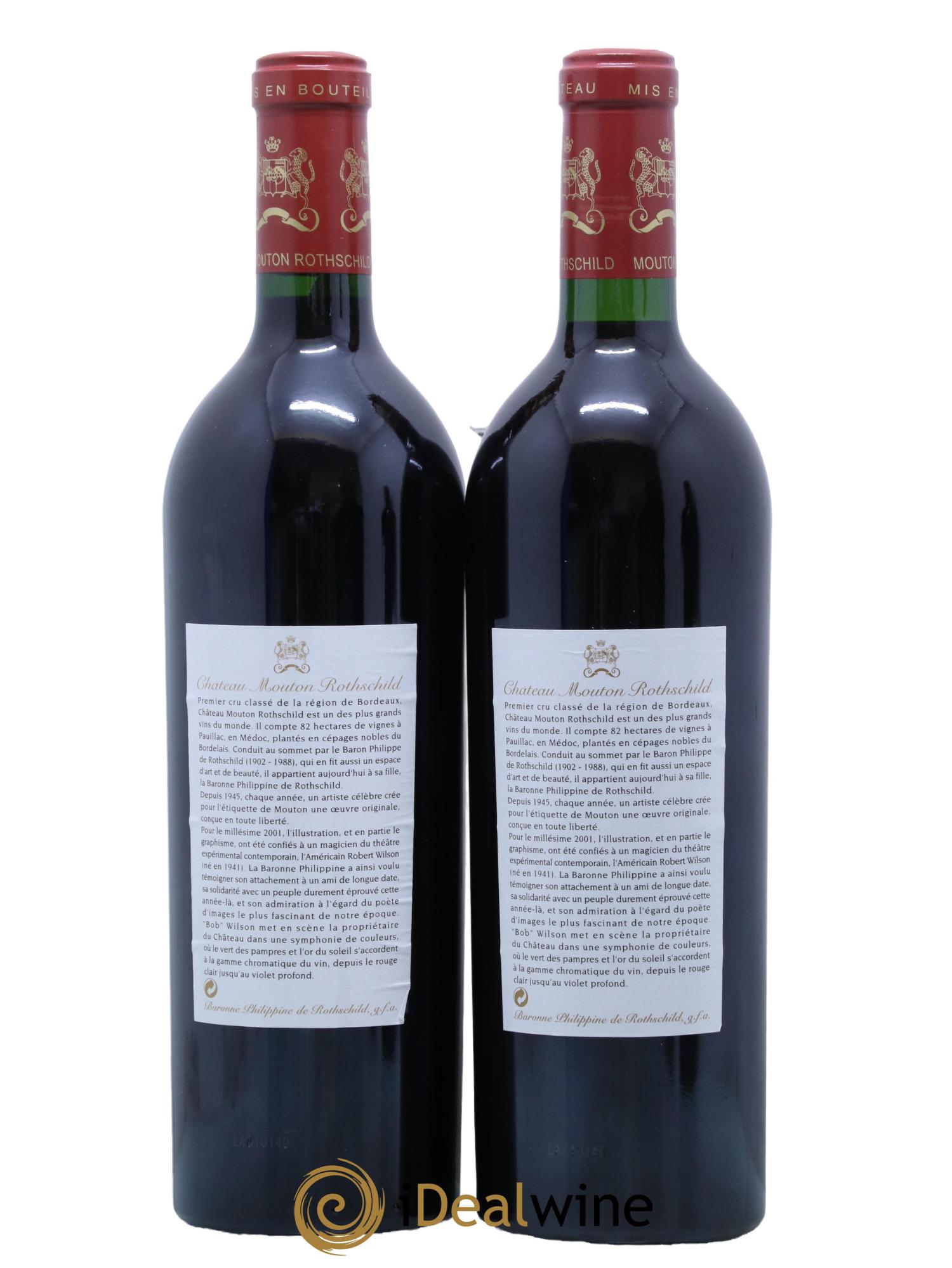 Château Mouton Rothschild 1er Grand Cru Classé 2001 - Lot de 2 bouteilles - 1
