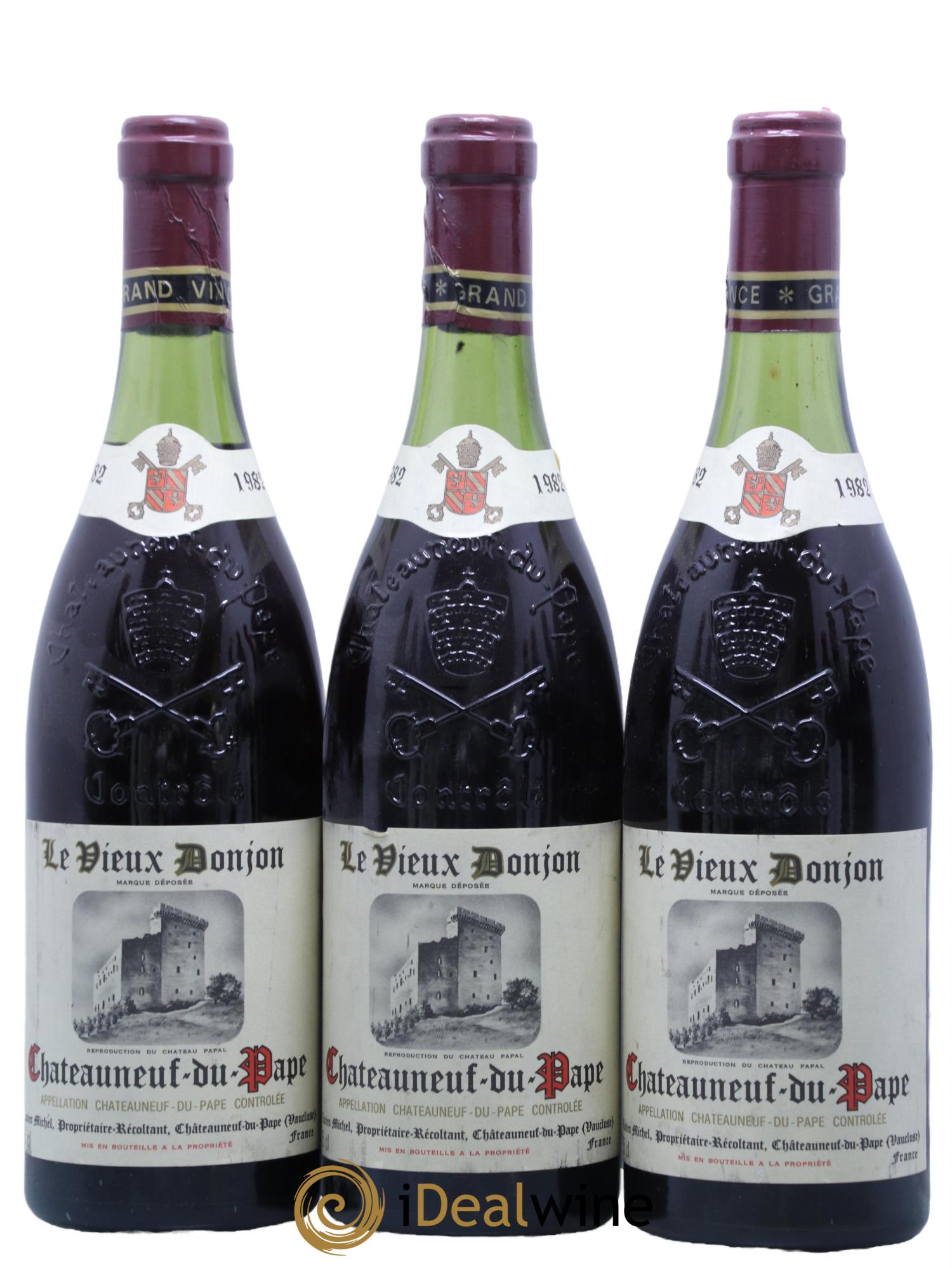 Châteauneuf-du-Pape Le Vieux Donjon Michel Lucien 1982 - Lot de 3 bouteilles - 0