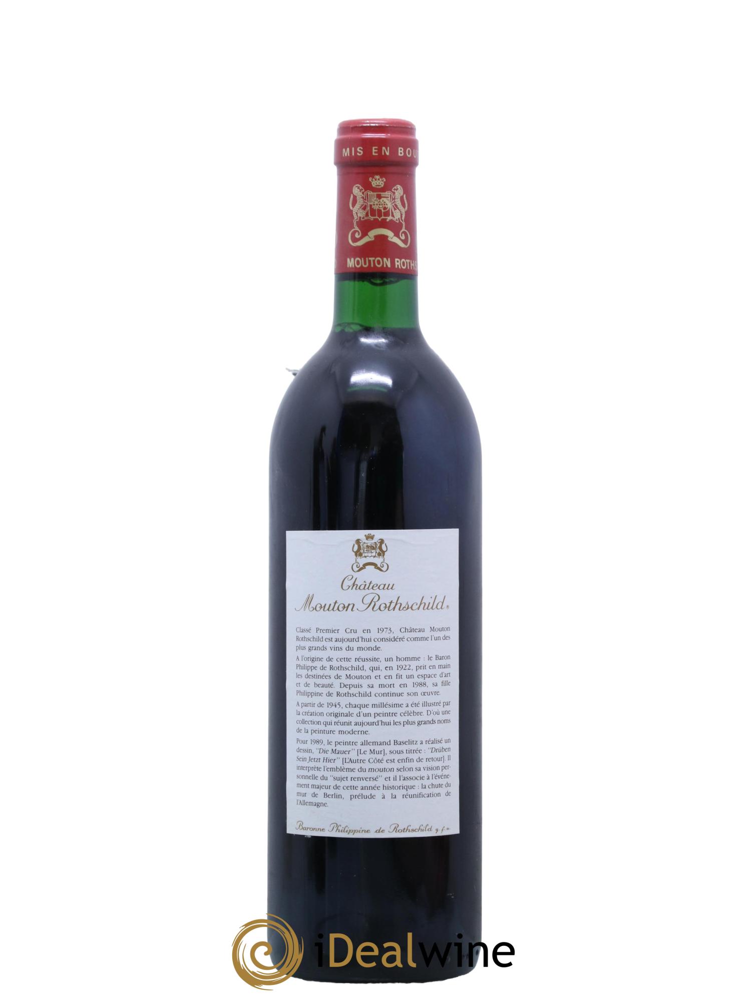 Château Mouton Rothschild 1er Grand Cru Classé 1989 - Lot de 1 bouteille - 1