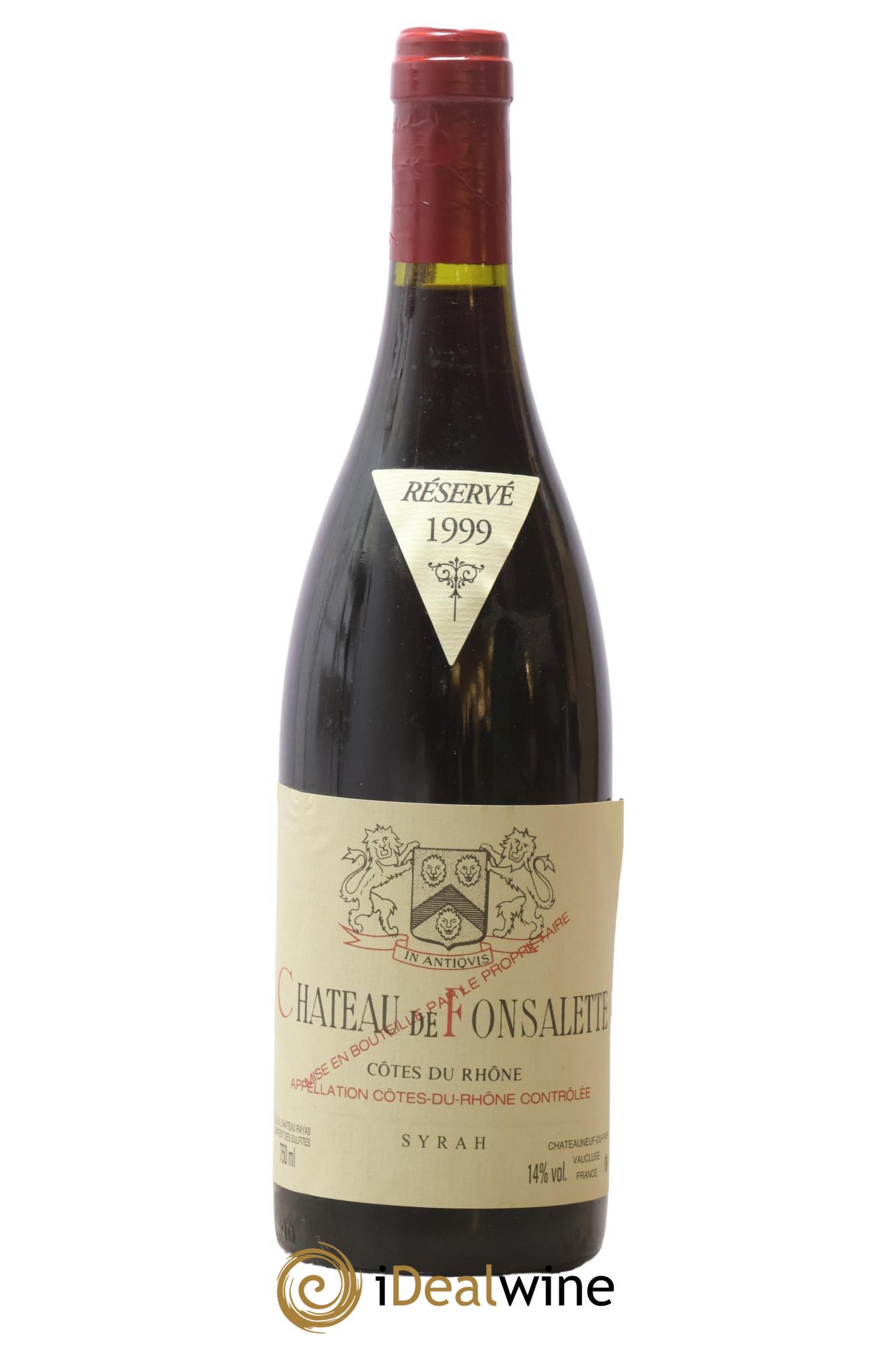 Côtes-du-Rhône Cuvée Syrah Château de Fonsalette 1999 - Lot de 1 bouteille - 0