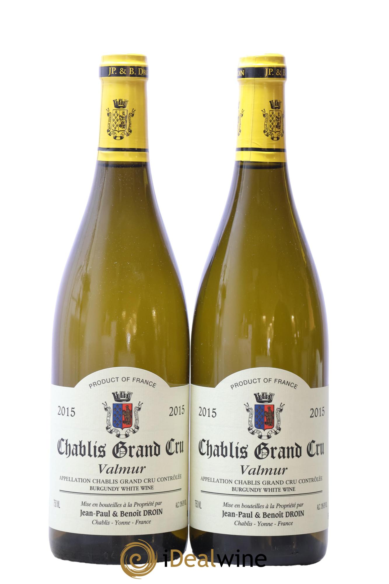 Chablis Grand Cru Valmur Jean-Paul & Benoît Droin (Domaine) 2015 - Lot de 2 bouteilles - 0