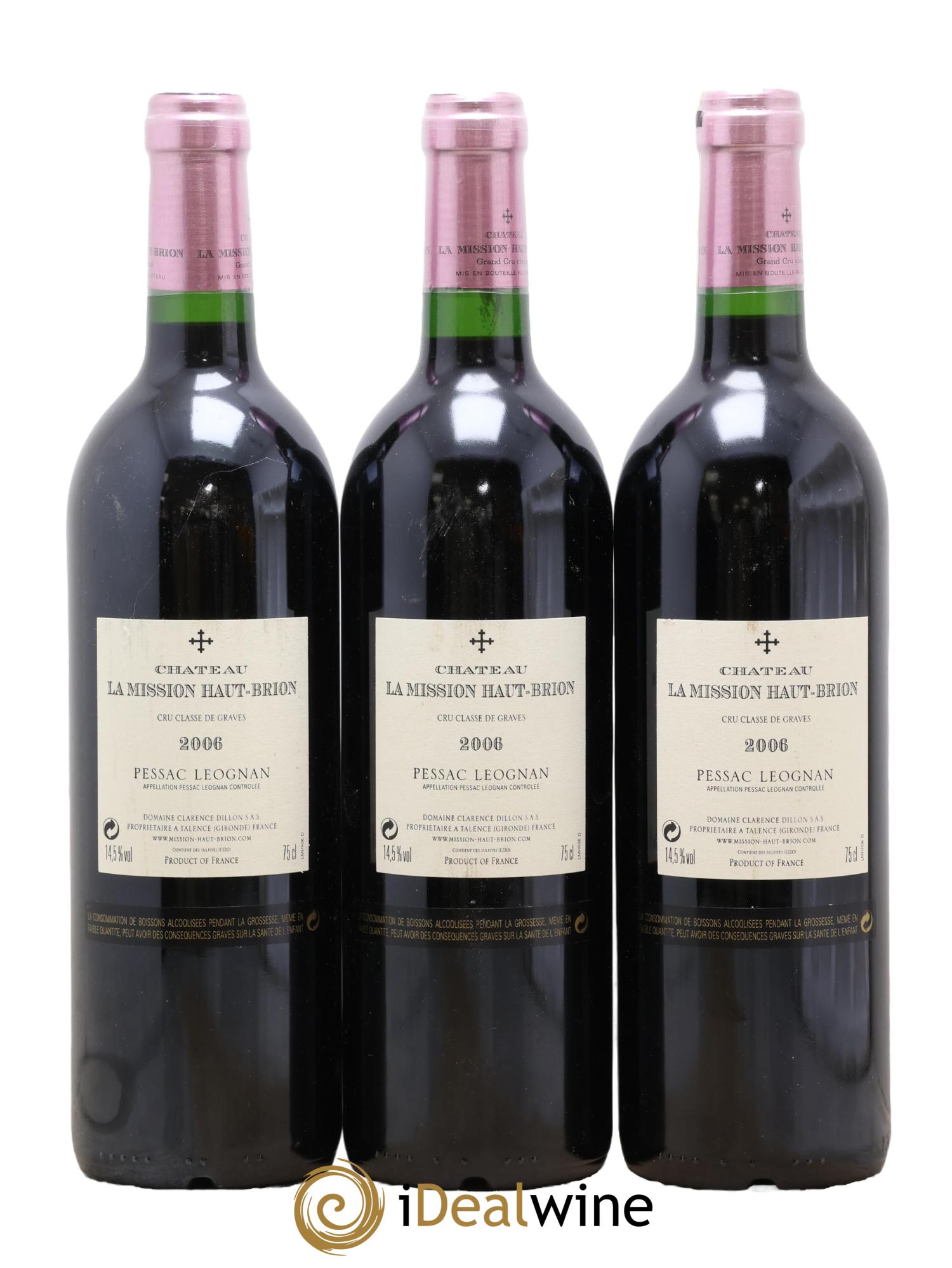 Château la Mission Haut-Brion Cru Classé de Graves 2006 - Lotto di 3 bottiglie - 1