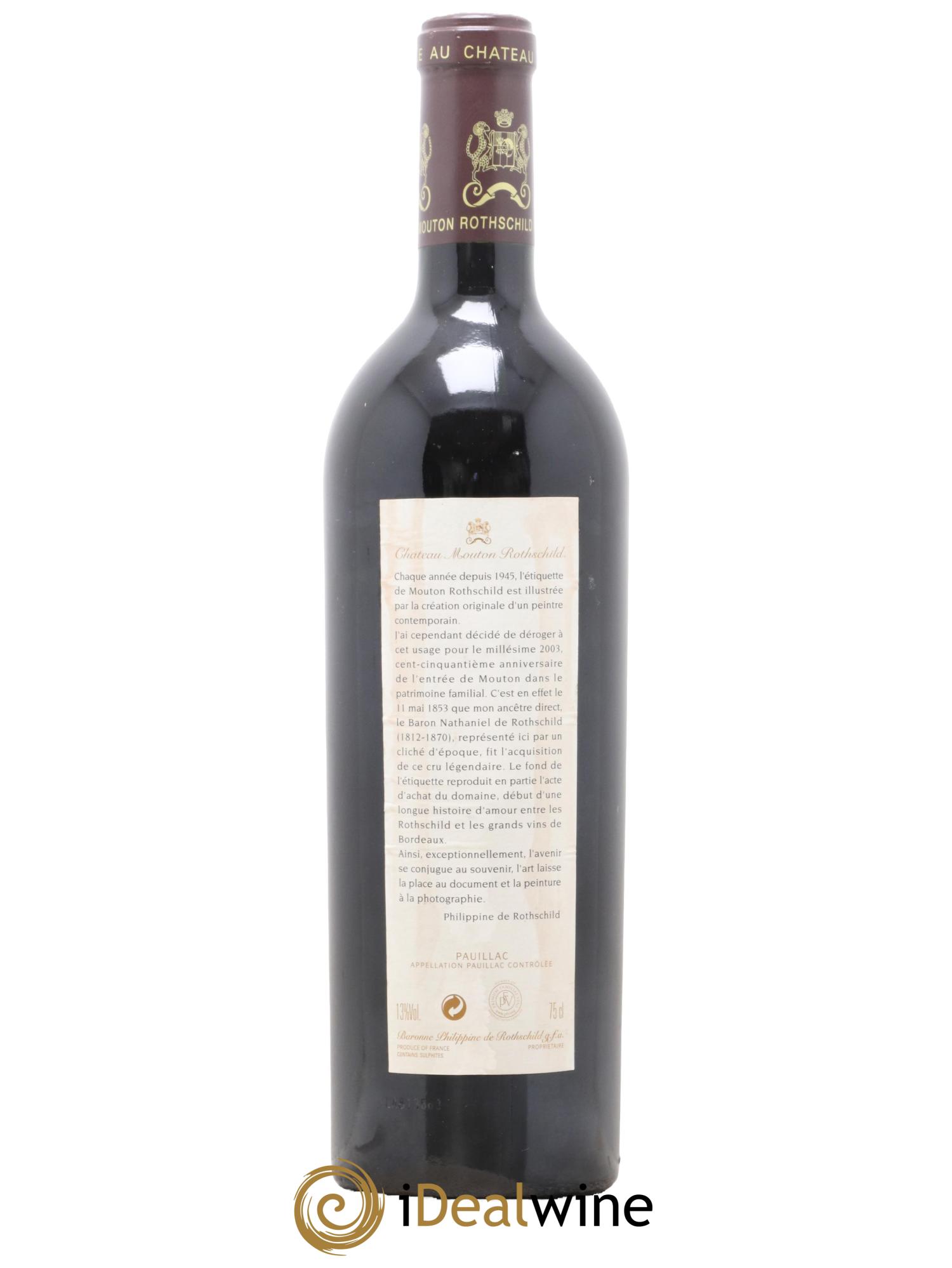 Château Mouton Rothschild 1er Grand Cru Classé 2003 - Lot de 1 bouteille - 1
