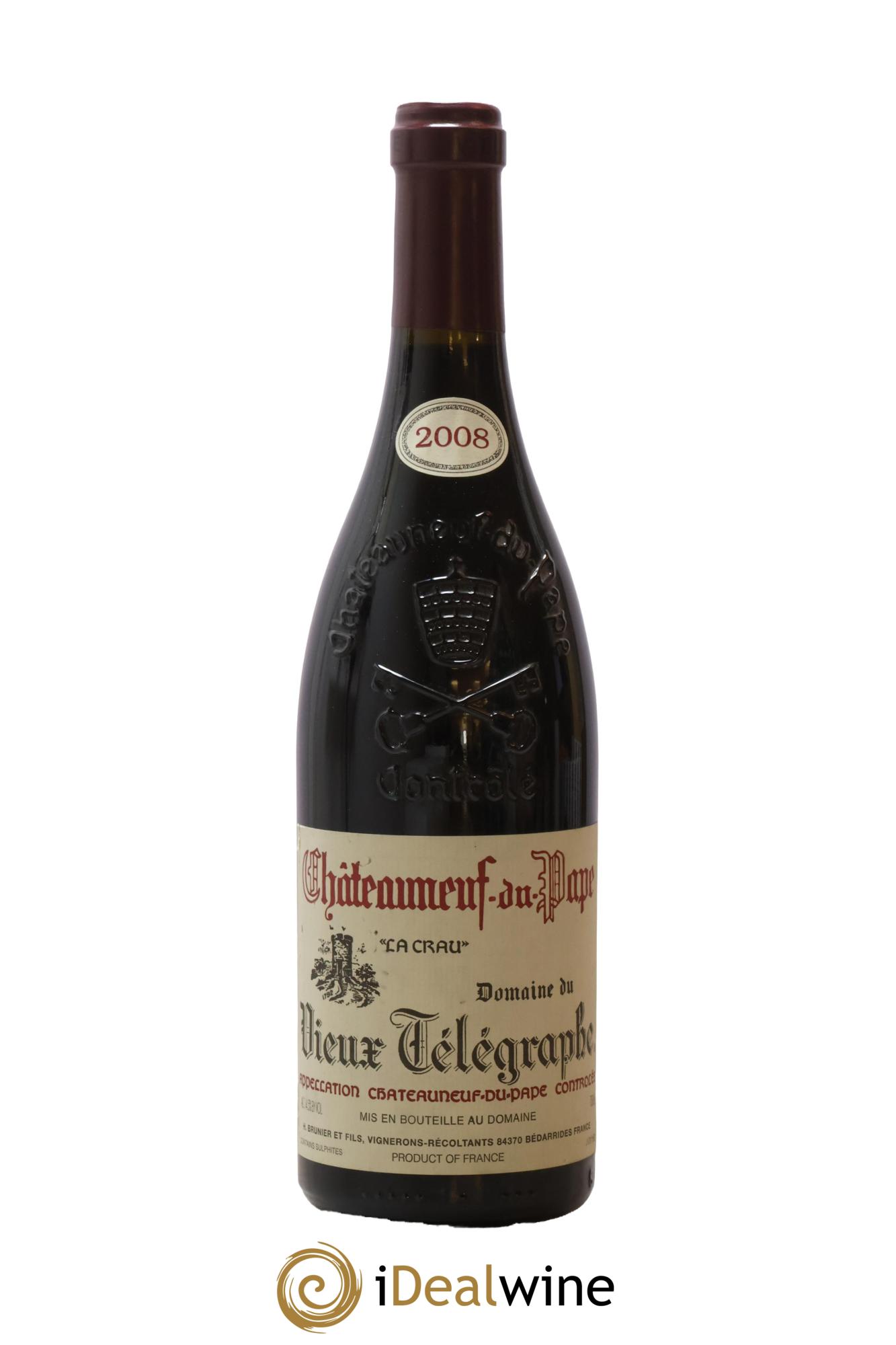 Châteauneuf-du-Pape Vieux Télégraphe (Domaine du) Vignobles Brunier 2008 - Lot of 1 bottle - 0