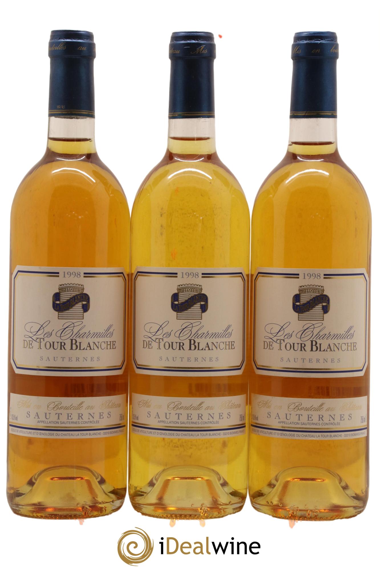 Sauternes Les Charmilles de Tour Blanche Chateau La Tour Blanche 1998 - Lotto di 3 bottiglie - 0