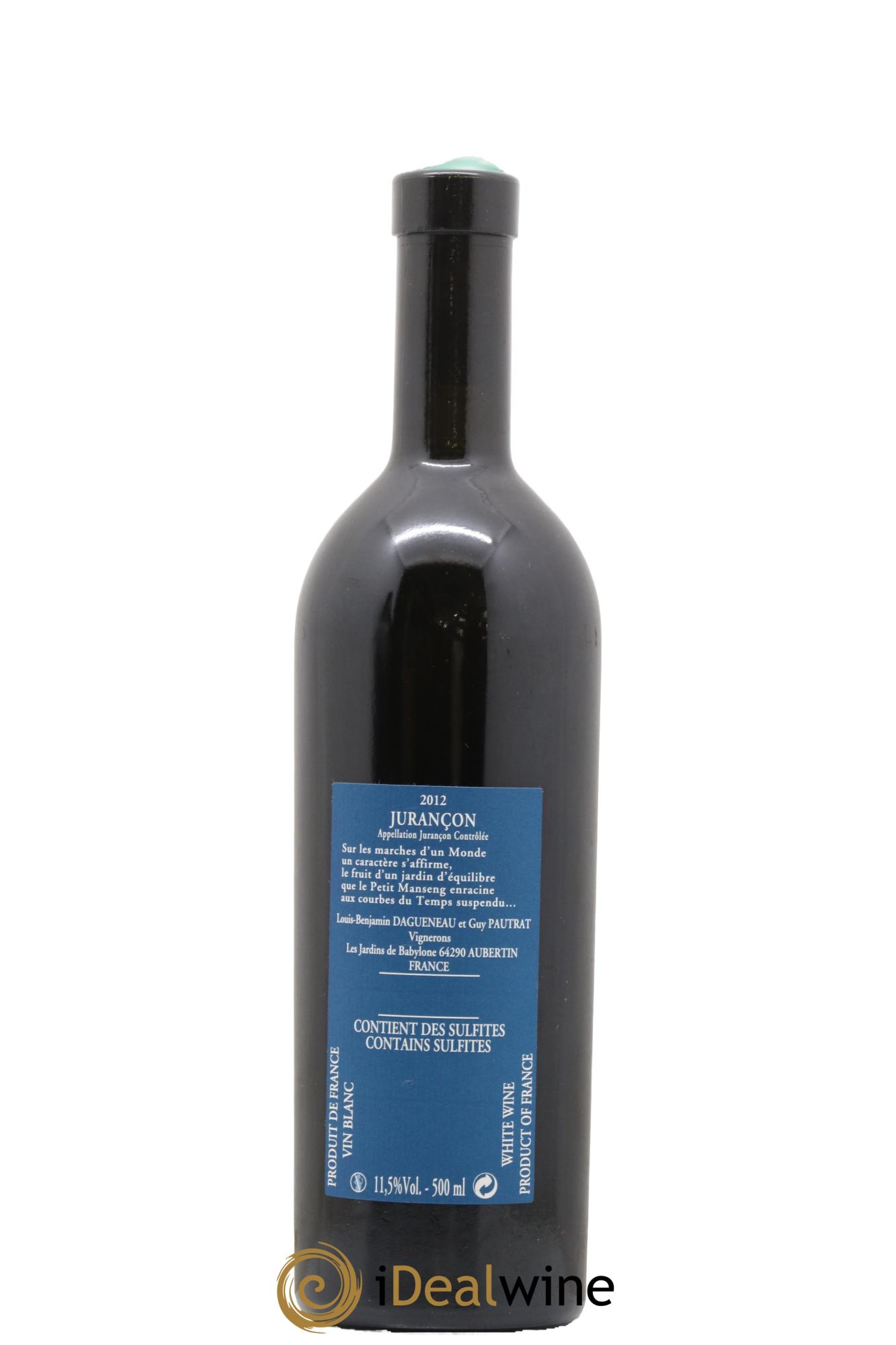 Vin de France (anciennement Jurançon) Jardins de Babylone Didier Dagueneau 2012 - Lot de 1 format 50cl - 1