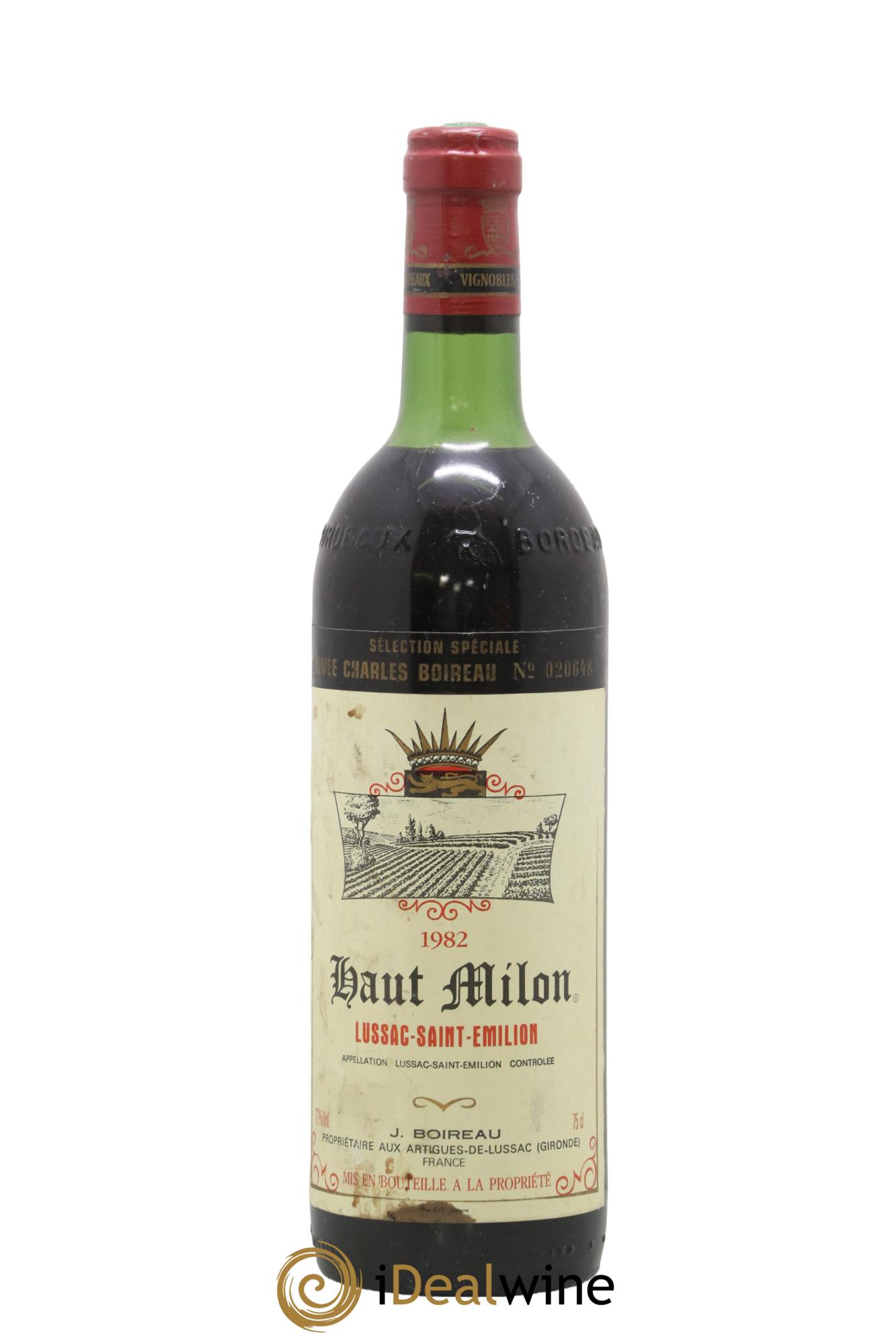 Lussac Saint-Émilion Sélection Spéciale cuvée Charles Boireau Château Haut Milon 1982 - Lot de 1 bouteille - 0