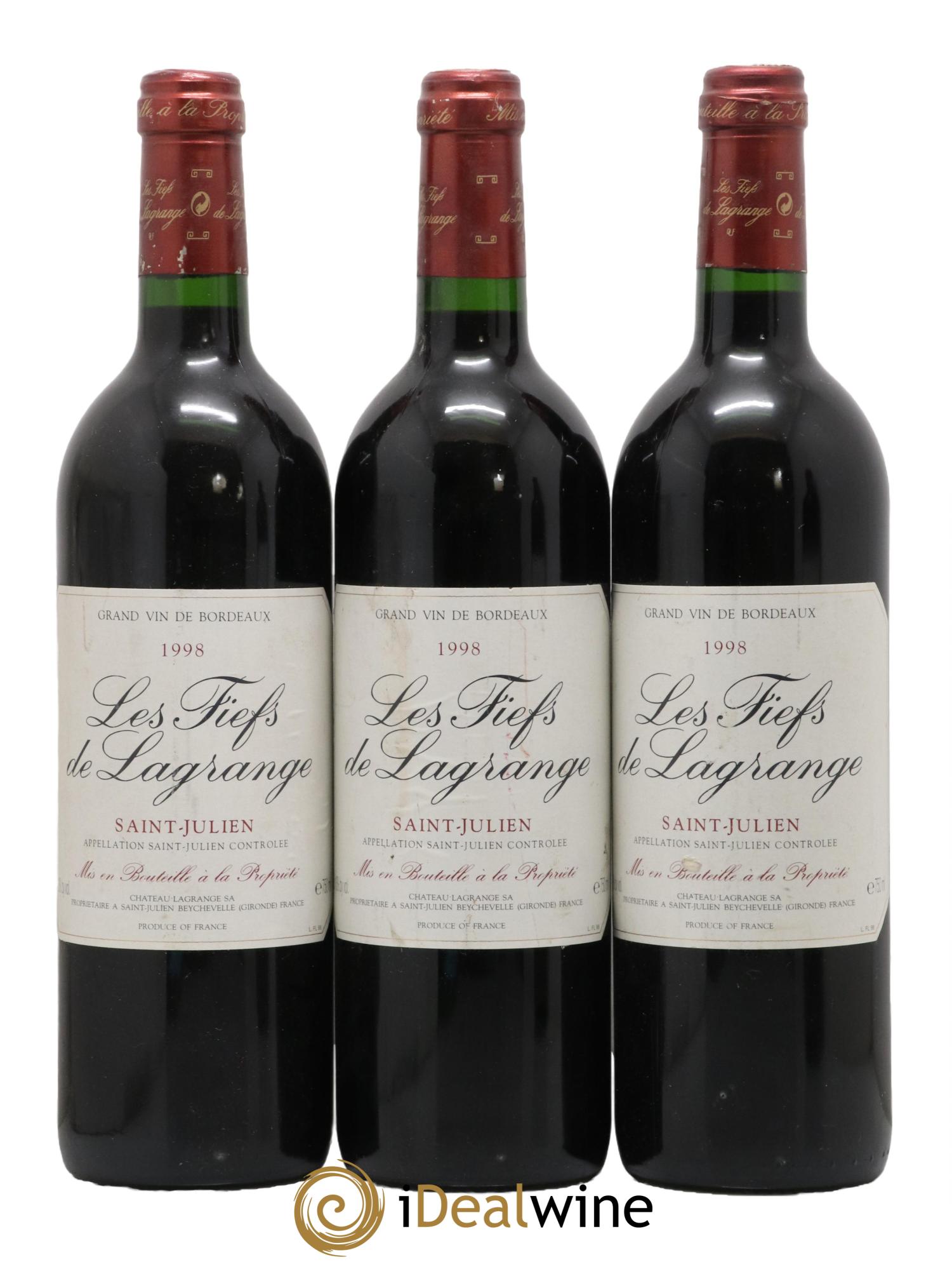 Les Fiefs de Lagrange Second Vin 1998 - Lotto di 3 bottiglie - 0