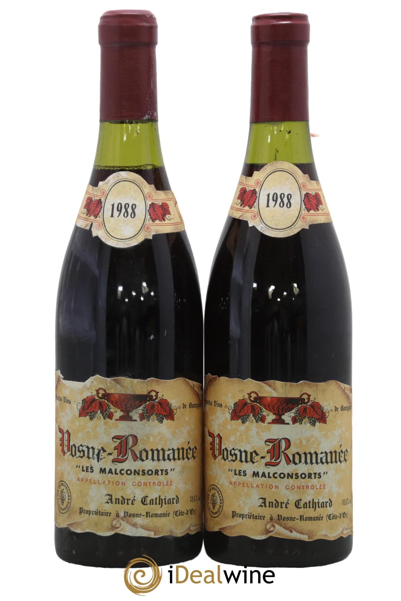 Vosne-Romanée Les Malconsorts André Cathiard 1988 - Lot de 2 bouteilles - 0