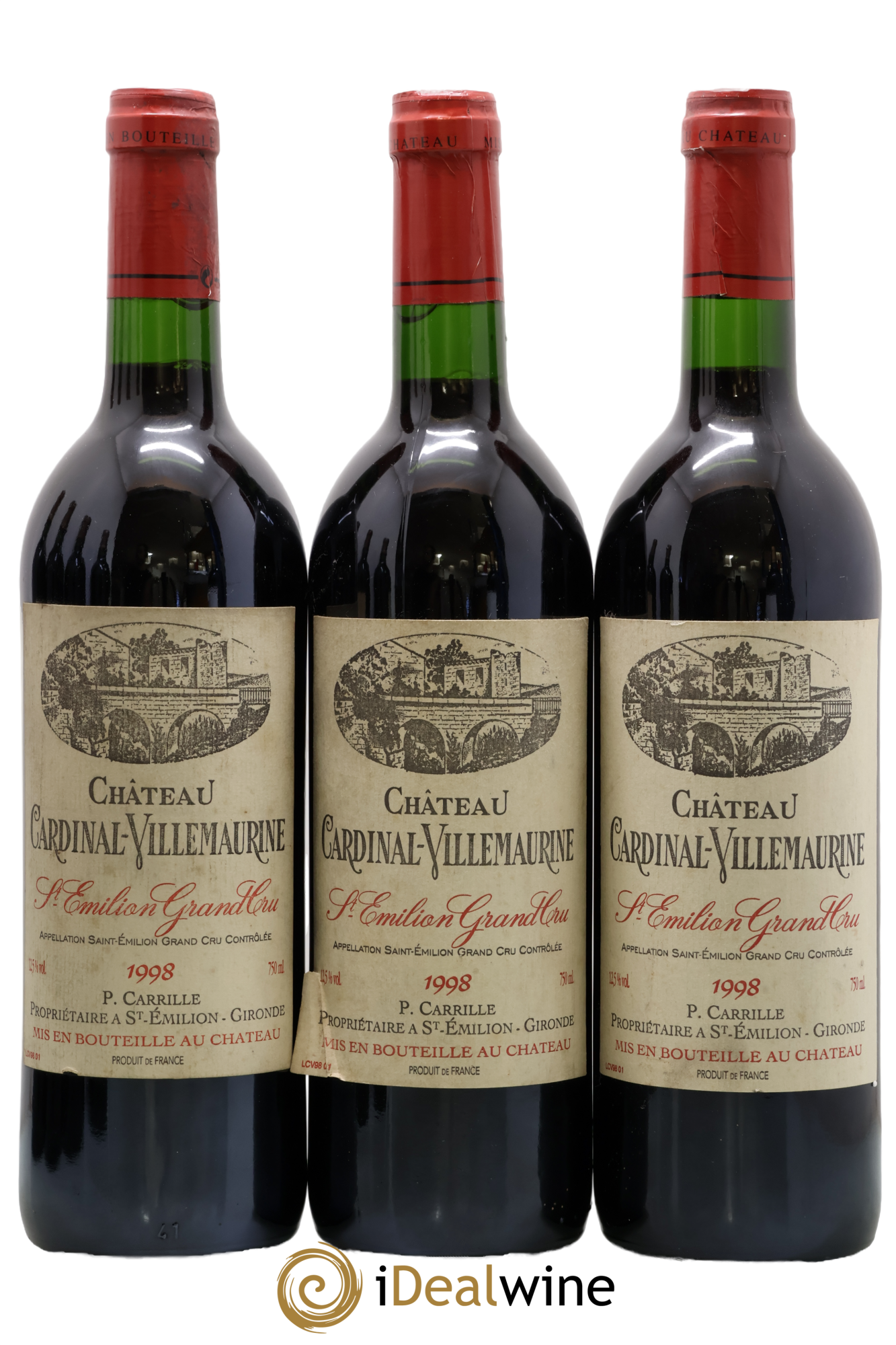 Saint-Émilion Grand Cru Château Cardinal-Villemaurine 1998 - Lot de 3 bouteilles - 0