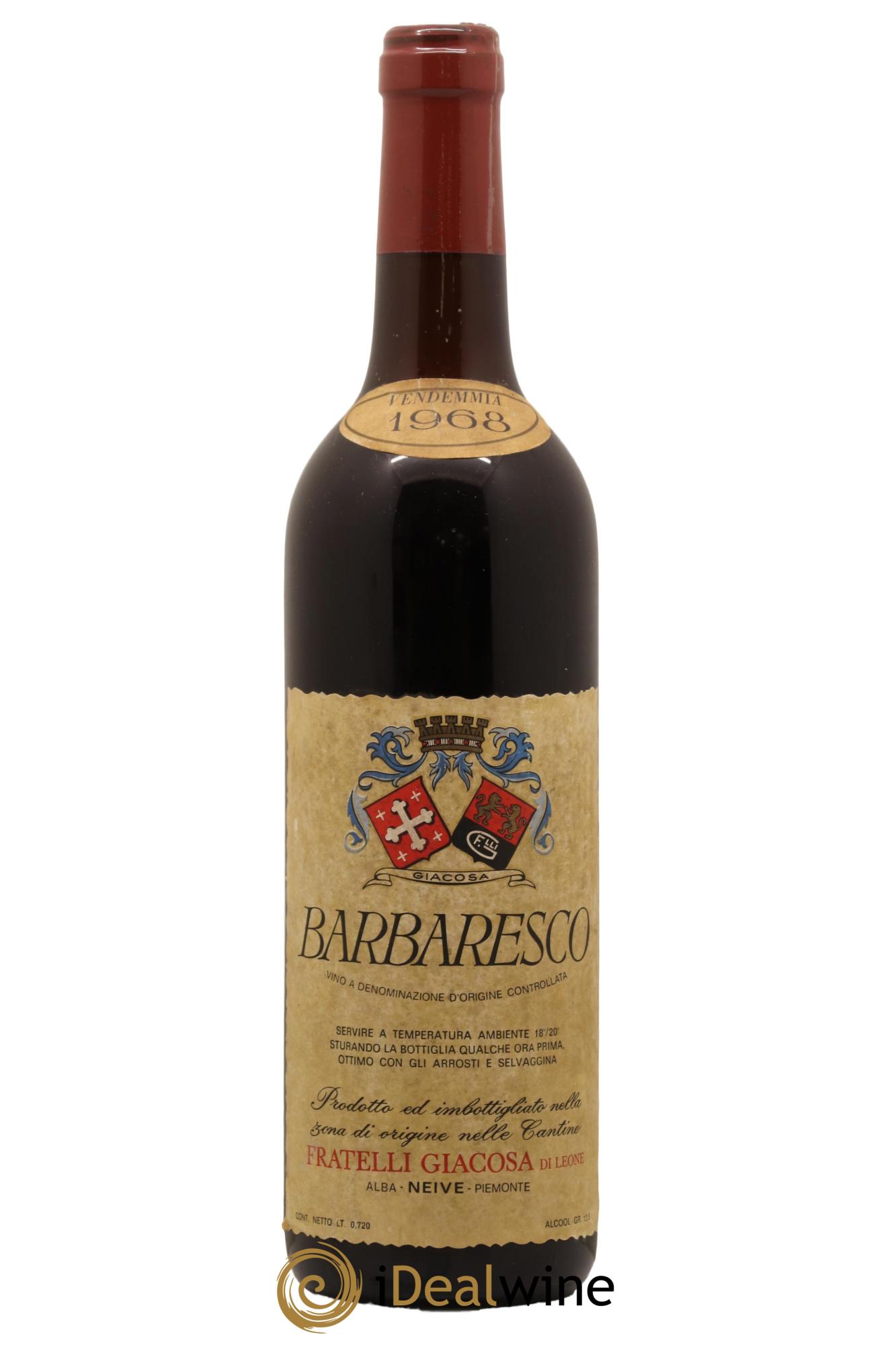 Barbaresco DOCG Fratelli Giacosa 1968 - Lot de 1 bouteille - 0