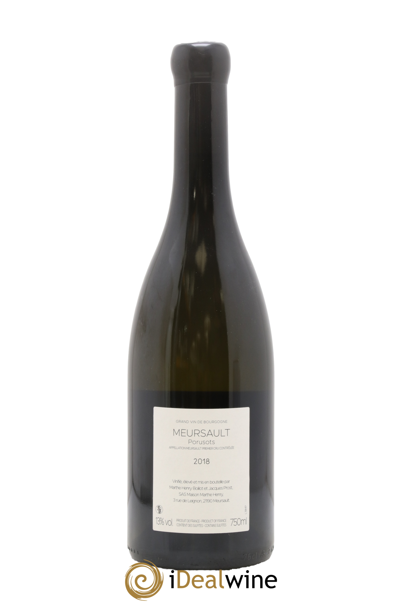 Meursault 1er Cru Porusots Marthe Henry 2018 - Lot de 1 bouteille - 1