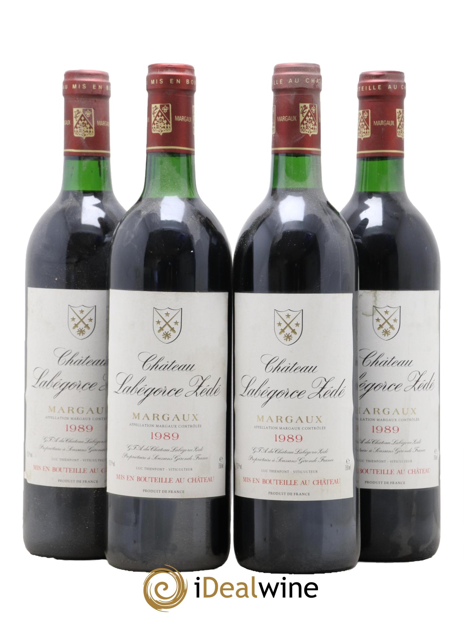 Château Labegorce Zédé Cru Bourgeois 1989 - Lot de 4 bouteilles - 0