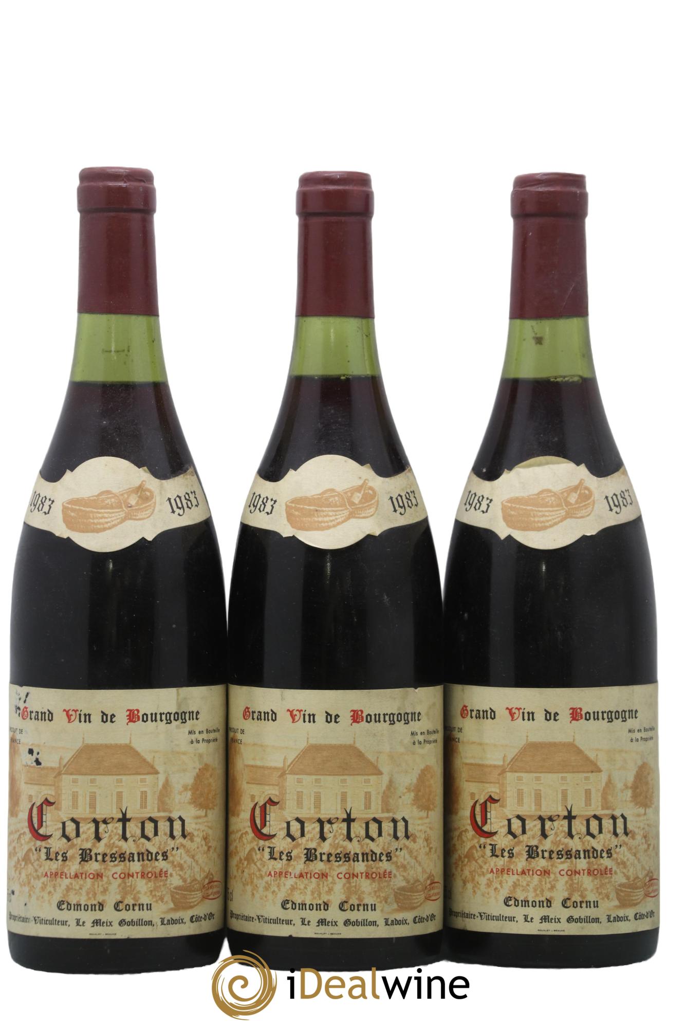 Corton Grand Cru Bressandes Edmond Cornu et Fils 1983 - Lot de 3 bouteilles - 0
