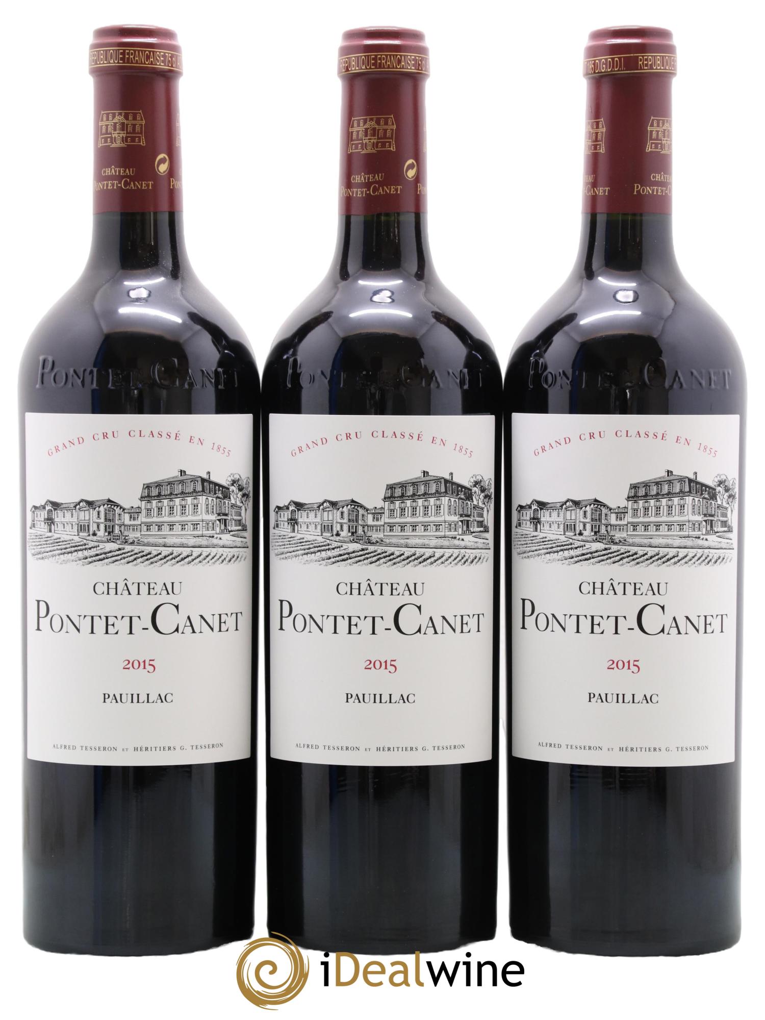 Château Pontet Canet 5ème Grand Cru Classé 2015 - Lot de 3 bouteilles - 0