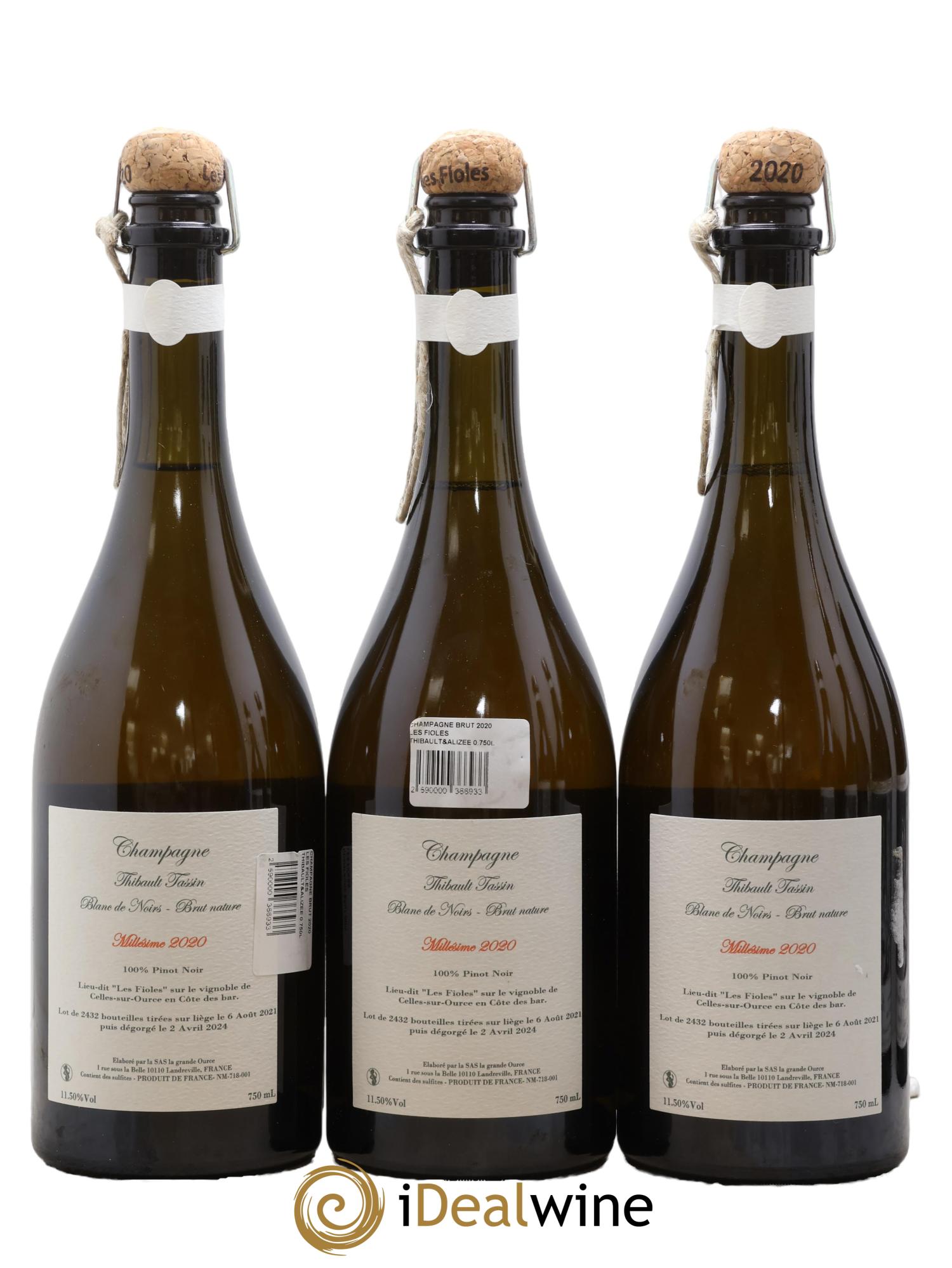 Blanc de Noirs Brut Nature Les Fioles Thibault Tassin 2020 - Lot de 3 bouteilles - 1