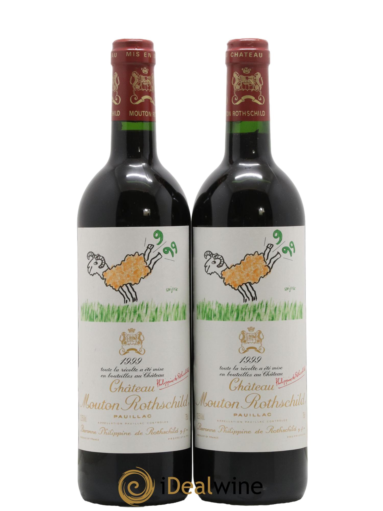 Château Mouton Rothschild 1er Grand Cru Classé 1999 - Lot de 2 bouteilles - 0