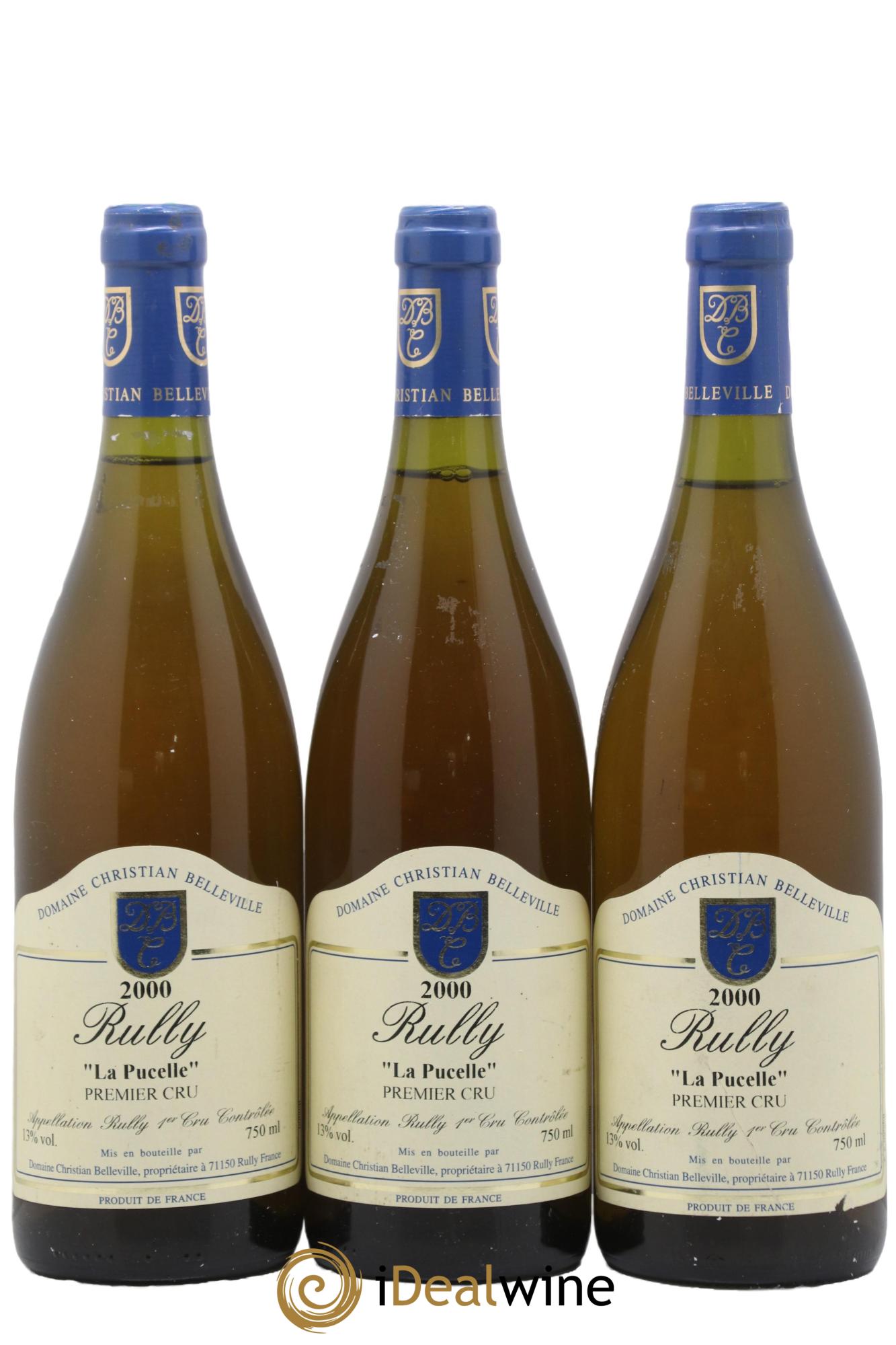 Rully 1er Cru La Pucelle Christian Belleville 2000 - Lot de 3 bouteilles - 0