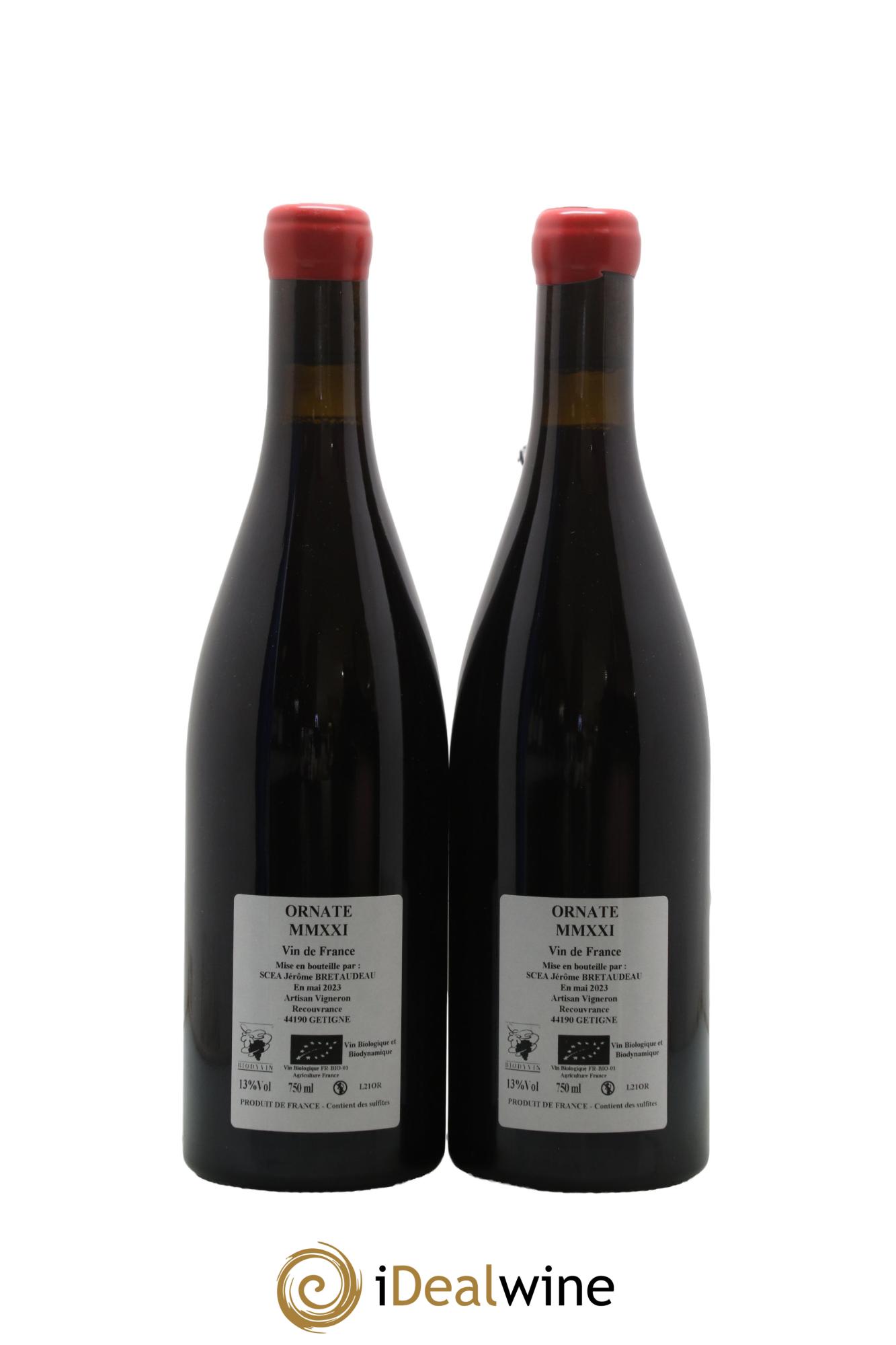 Vin de France Merlot Ornaté Jérôme Bretaudeau - Domaine de Bellevue 2021 - Lot de 2 bouteilles - 1