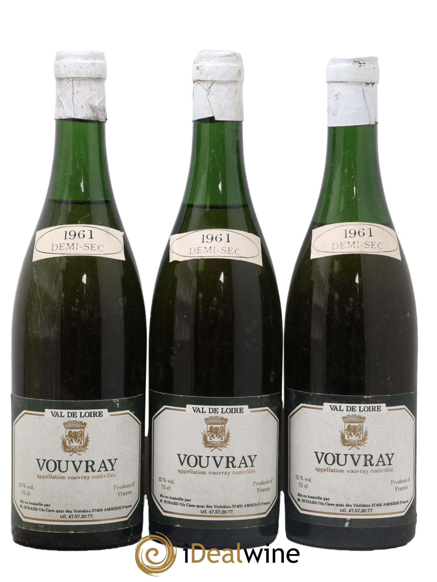 Vouvray Demi-sec Duhard Fils 1961 - Lot of 3 bottles - 0