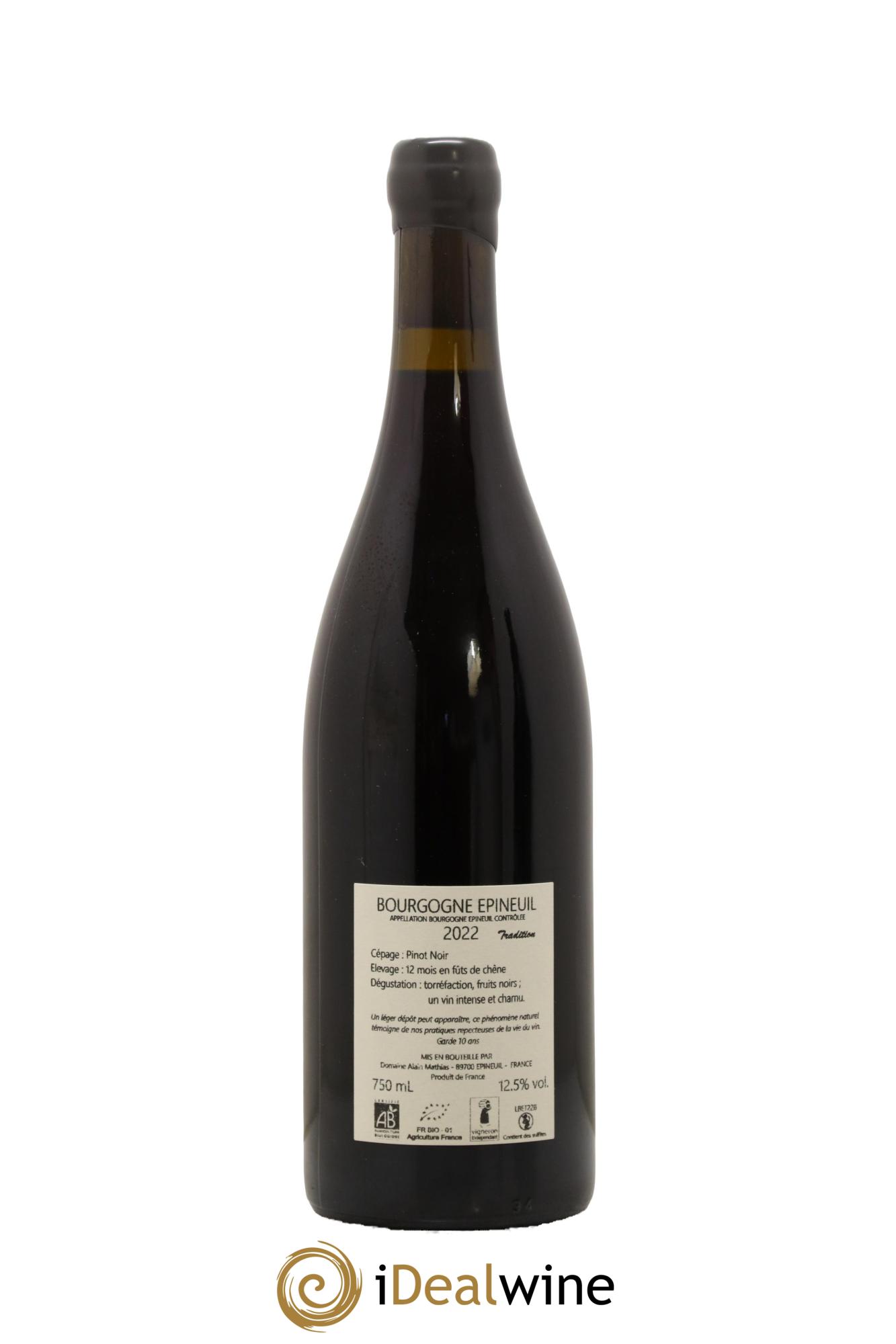Bourgogne Côte de Grisey Epineuil Alain Mathias 2022 - Lot de 1 bouteille - 1