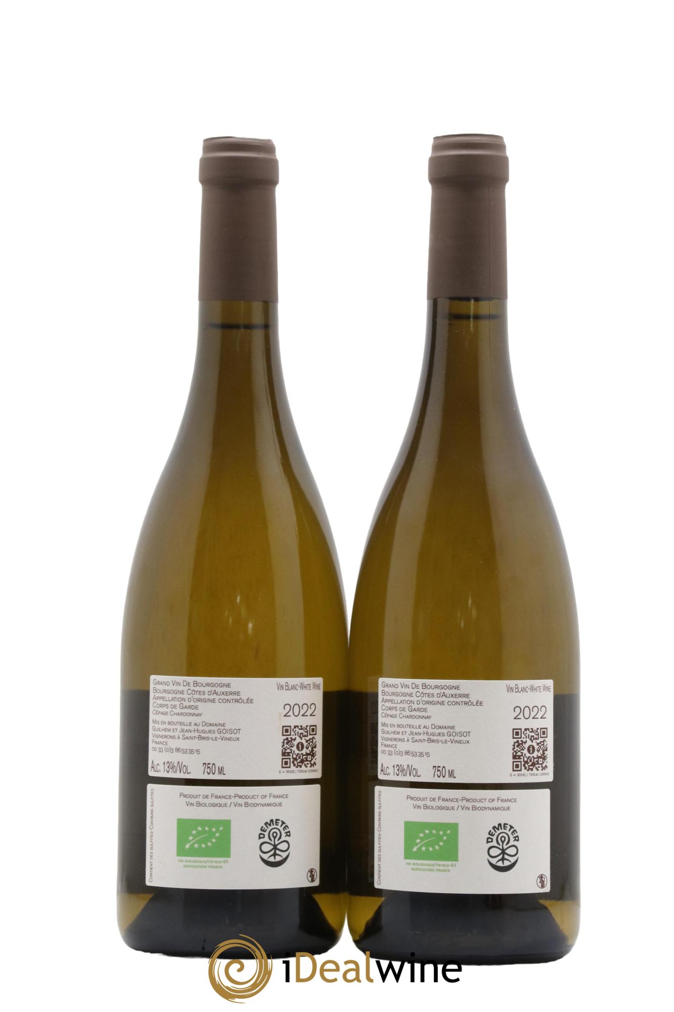 Bourgogne Côtes d'Auxerre Corps de Garde Goisot 2022 - Lotto di 2 bottiglie - 1