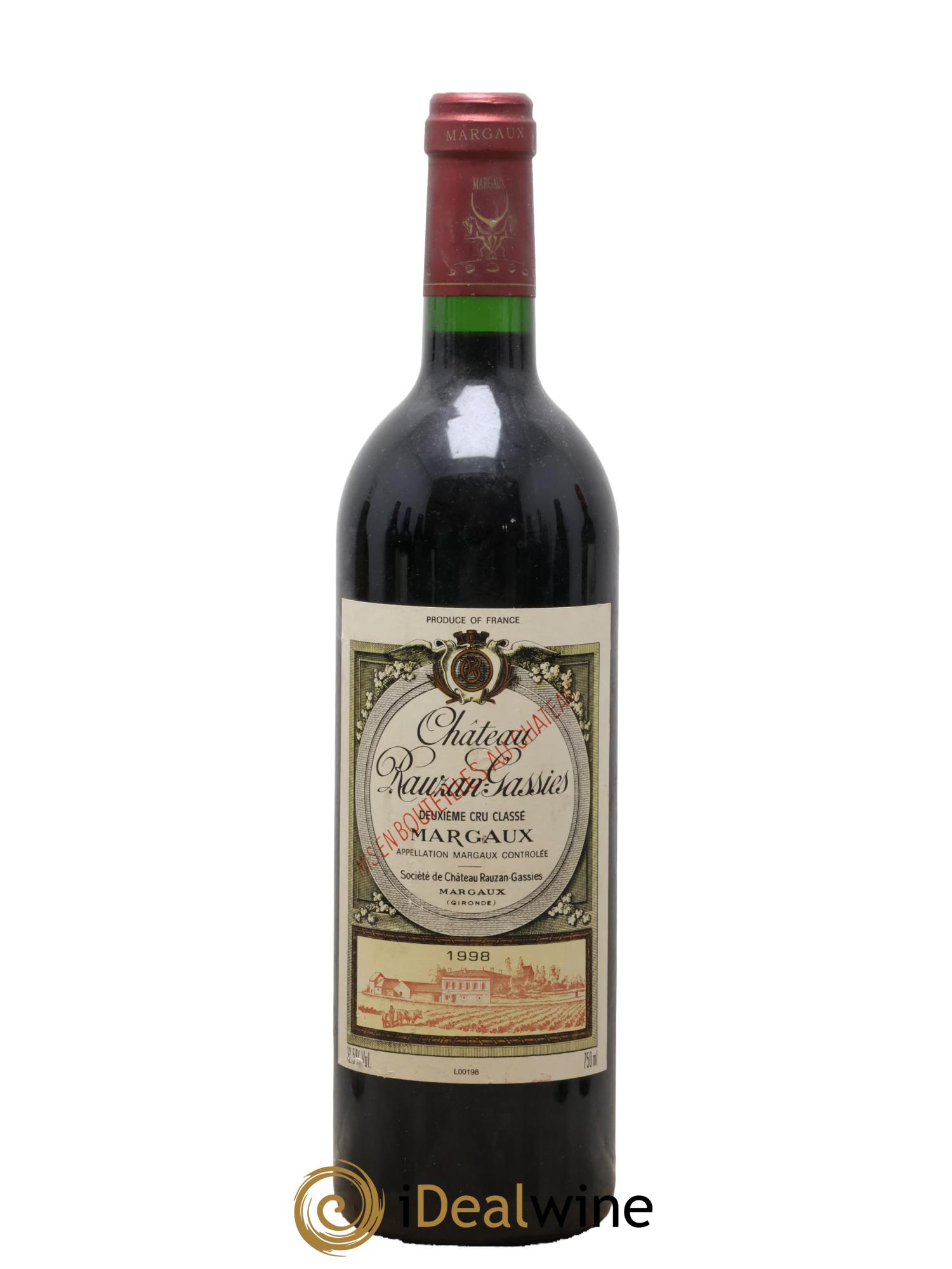 Château Rauzan-Gassies 2ème Grand Cru Classé 1998 - Lotto di 1 bottiglia - 0