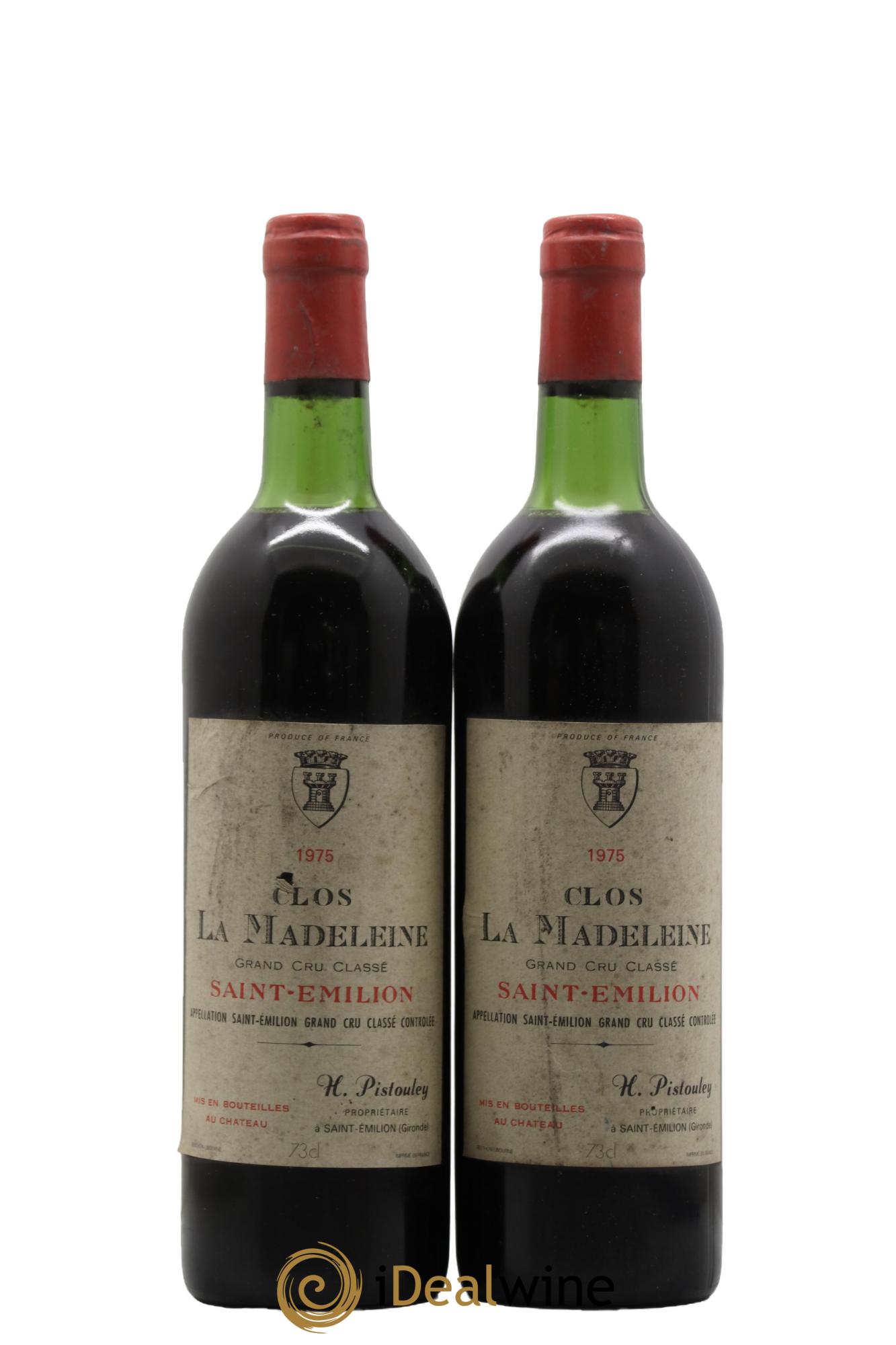 Clos la Madeleine Grand Cru Classé 1975 - Lot de 2 bouteilles - 0