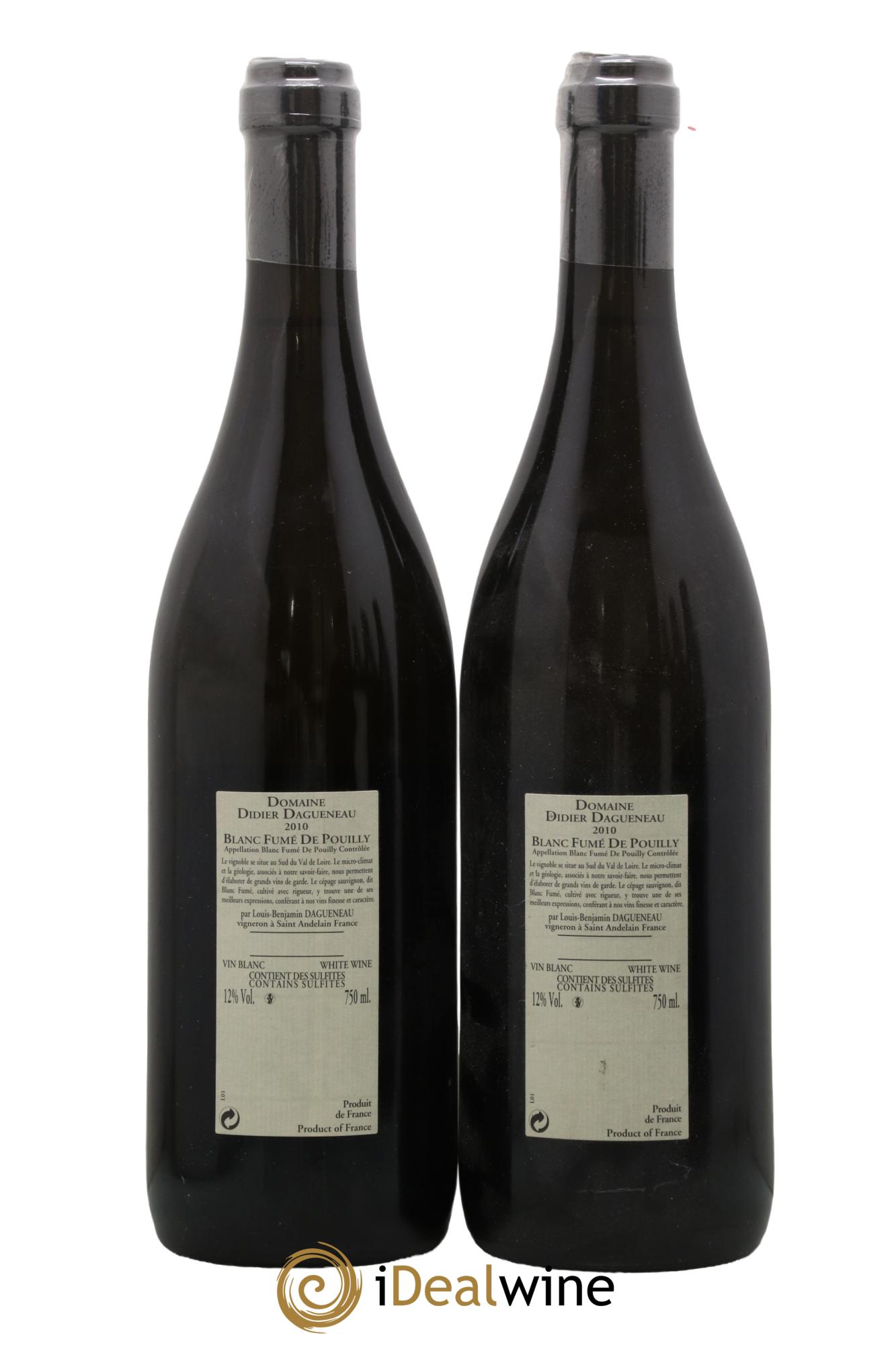 Pouilly-Fumé Blanc Fumé de Pouilly Dagueneau (Domaine Didier - Louis-Benjamin) 2010 - Lot of 2 bottles - 1
