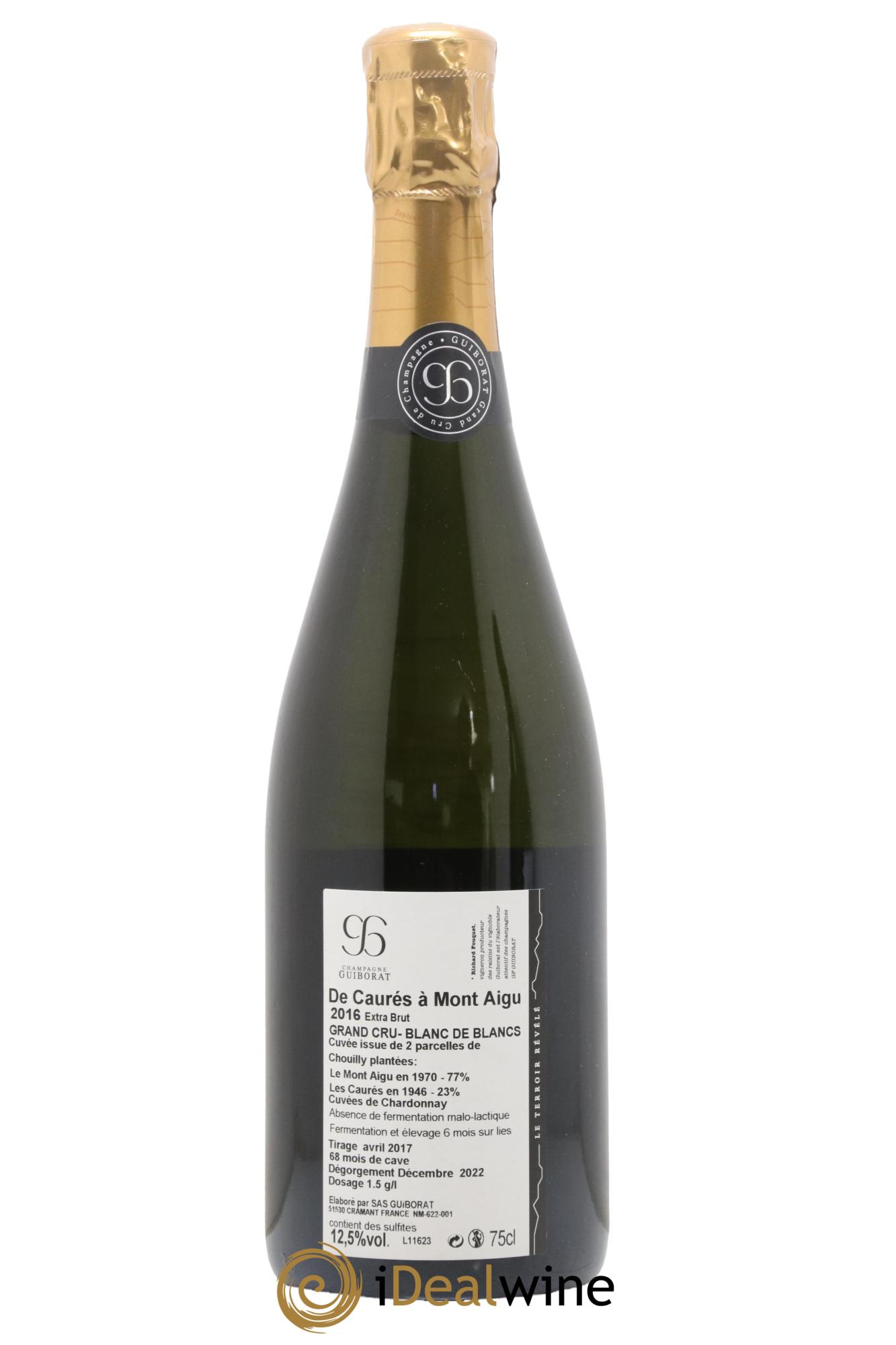 Blanc de Blancs Extra-Brut De Caurés à Mont-Aigü Guiborat 2016 - Lot de 1 bouteille - 1