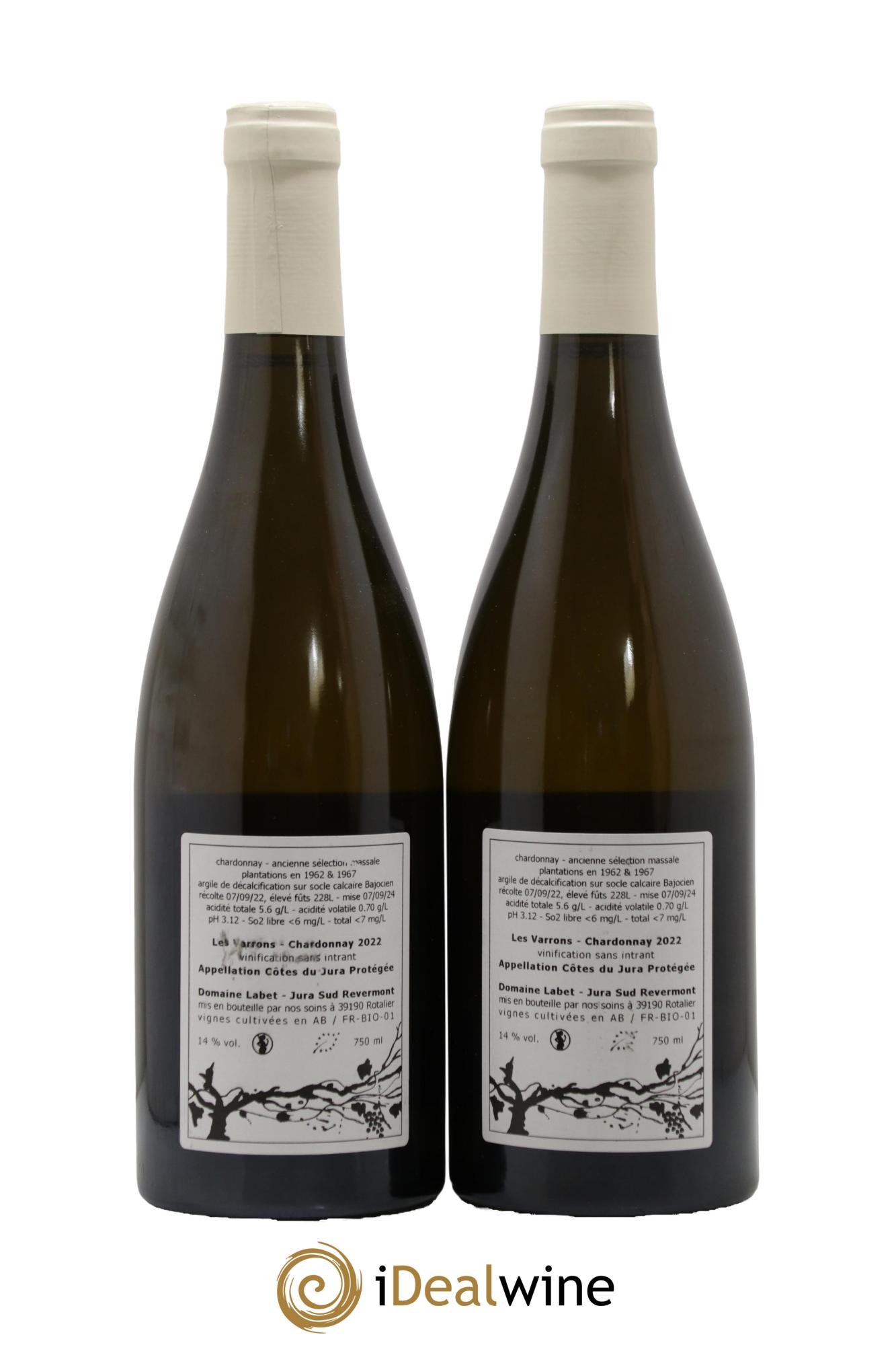 Côtes du Jura Chardonnay Les Varrons Romain - Julien  - Charline Labet 2022 - Posten von 2 Flaschen - 1