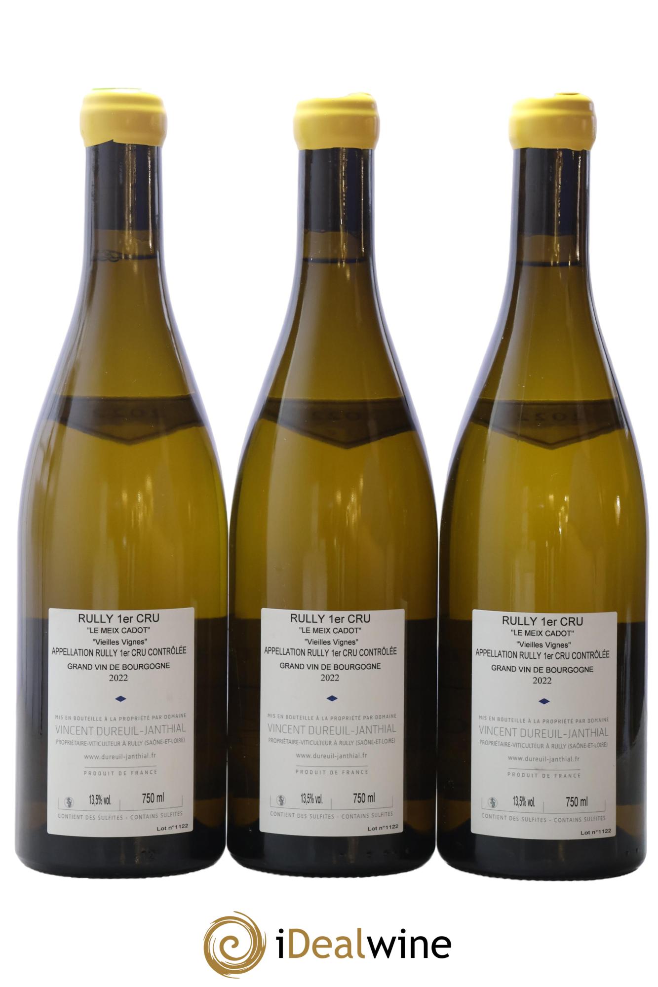 Rully 1er Cru Le Meix Cadot Vieilles Vignes Vincent Dureuil-Janthial 2022 - Posten von 3 Flaschen - 1