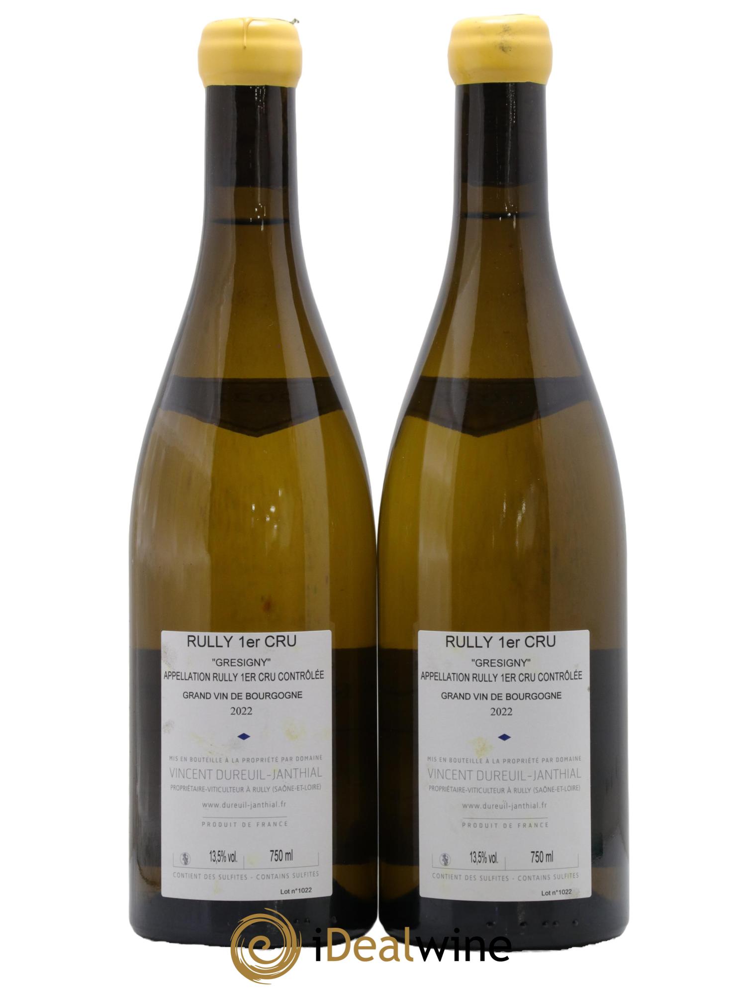 Rully 1er Cru Grésigny Vieilles Vignes Vincent Dureuil-Janthial 2022 - Posten von 2 Flaschen - 1