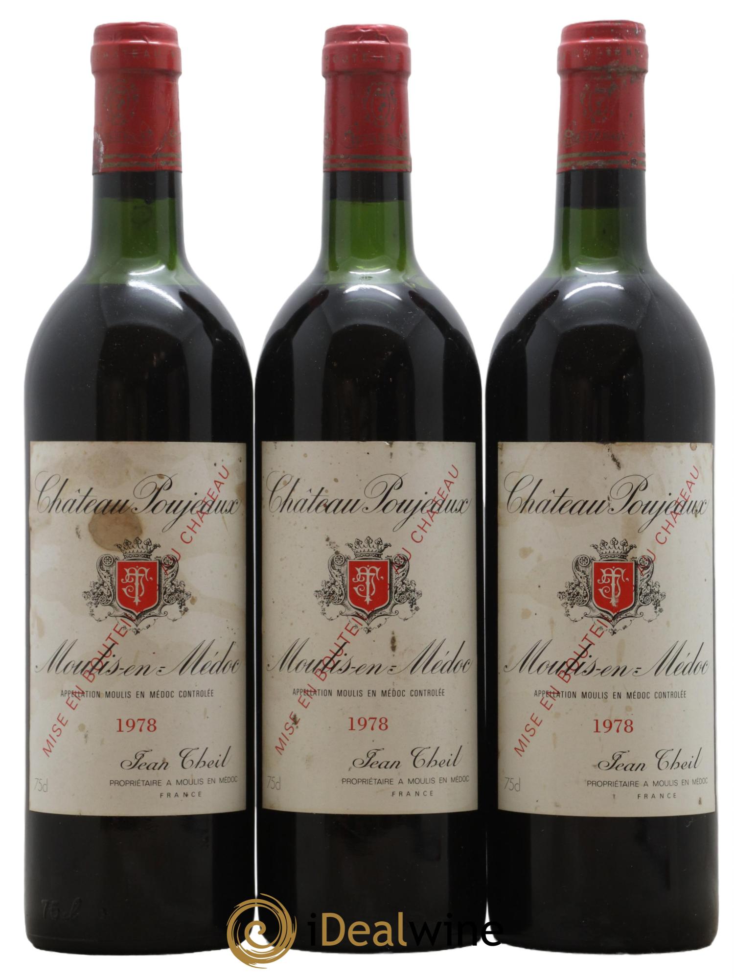 Château Poujeaux 1978 - Lot de 3 bouteilles - 0