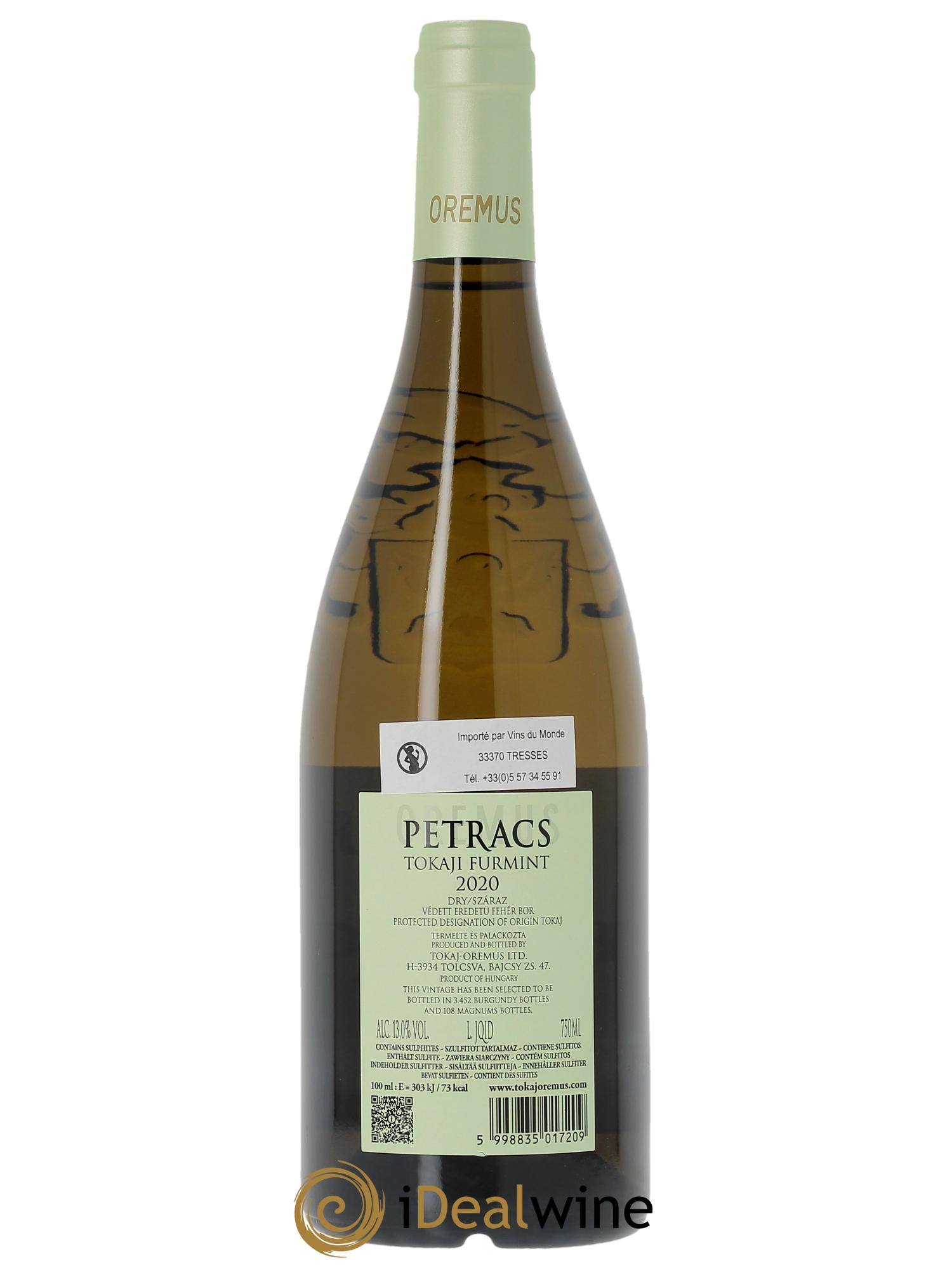 Tokaj Aszu Petracs Oremus by Vega Sicilia 2018 - Lot de 1 bouteille - 1